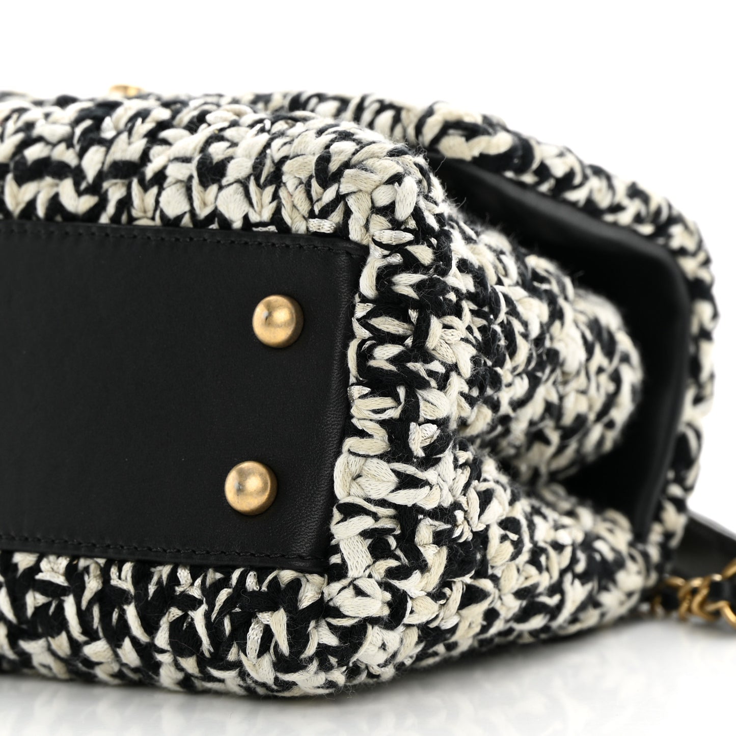 Tweed Quilted Mini Coco Handle Flap Black Beige