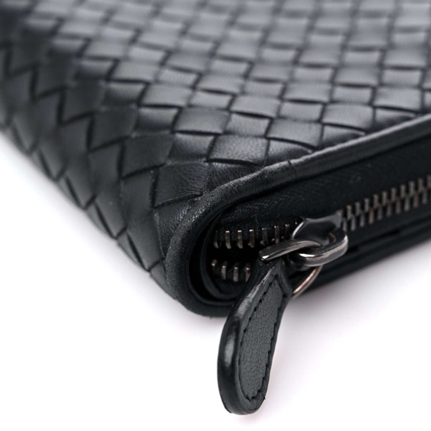 Nappa Intrecciato Zip Around Wallet Black