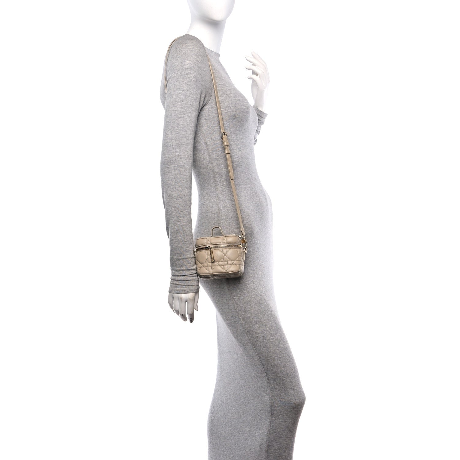 Christian Dior Lambskin Cannage Micro Lady Dior Vanity Case Beige 2 of 12