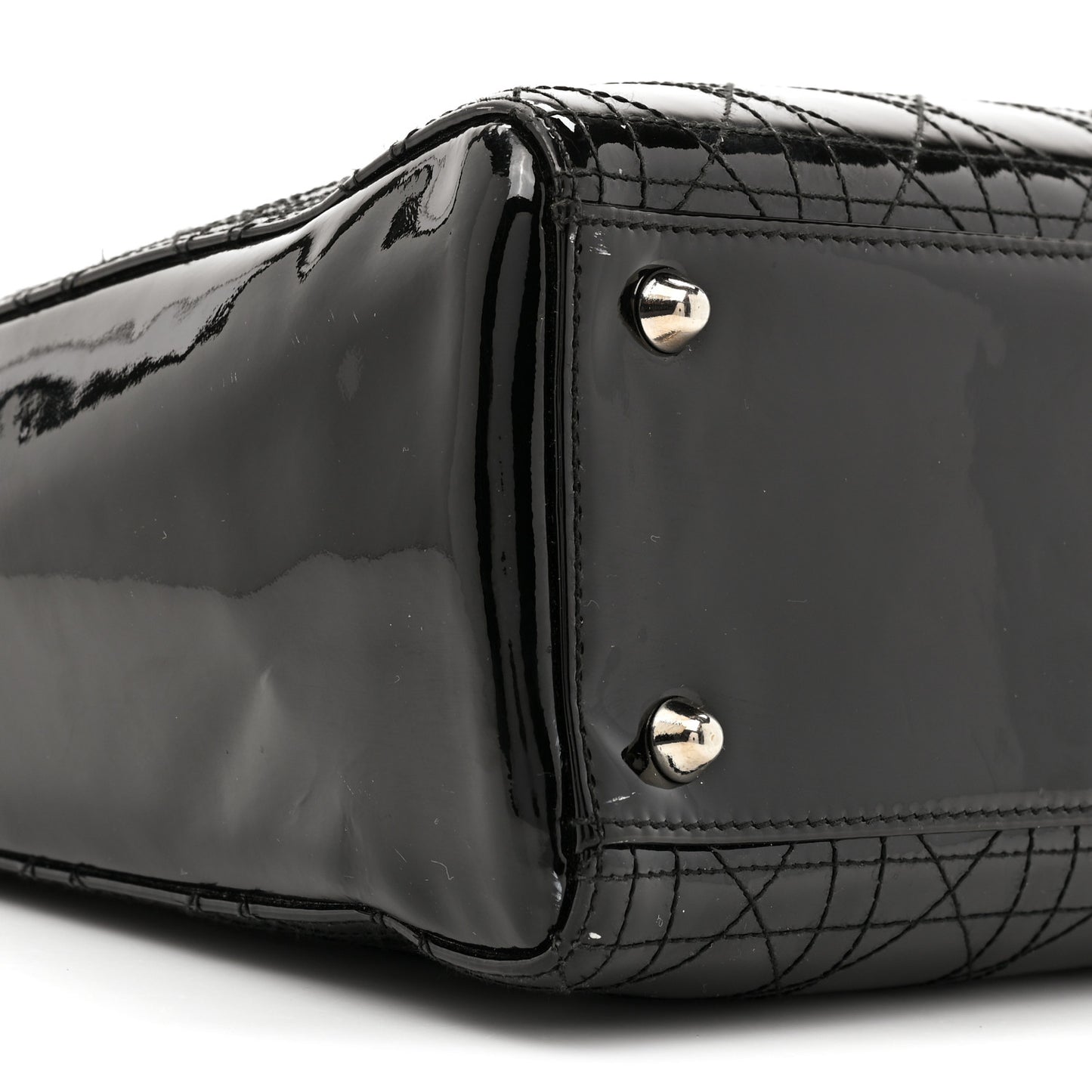 Patent Cannage Stitched Large Lady Dior Black