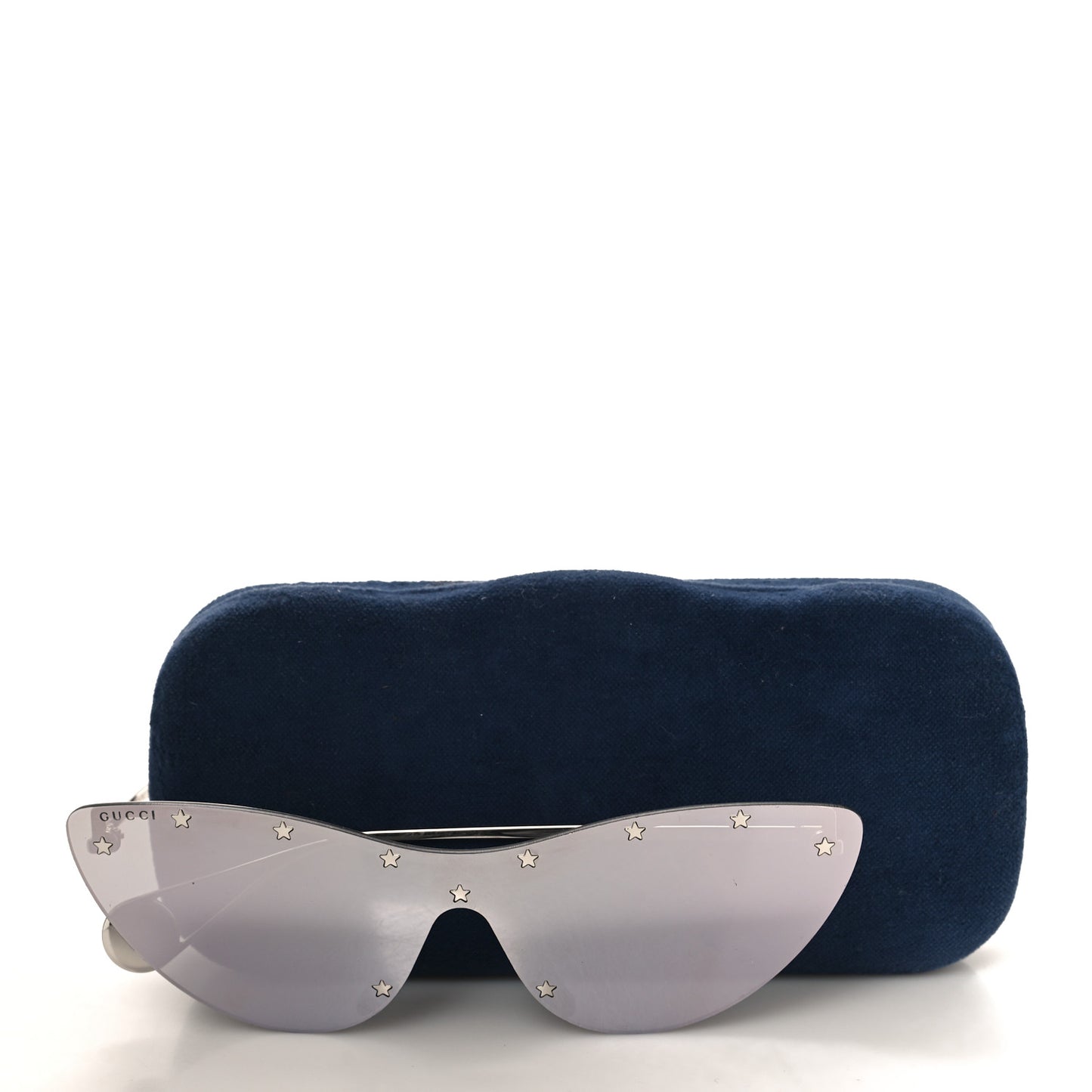 Metal Rimless Star Studded 90mm Cat Eye GG0666S Sunglasses Mirror Silver
