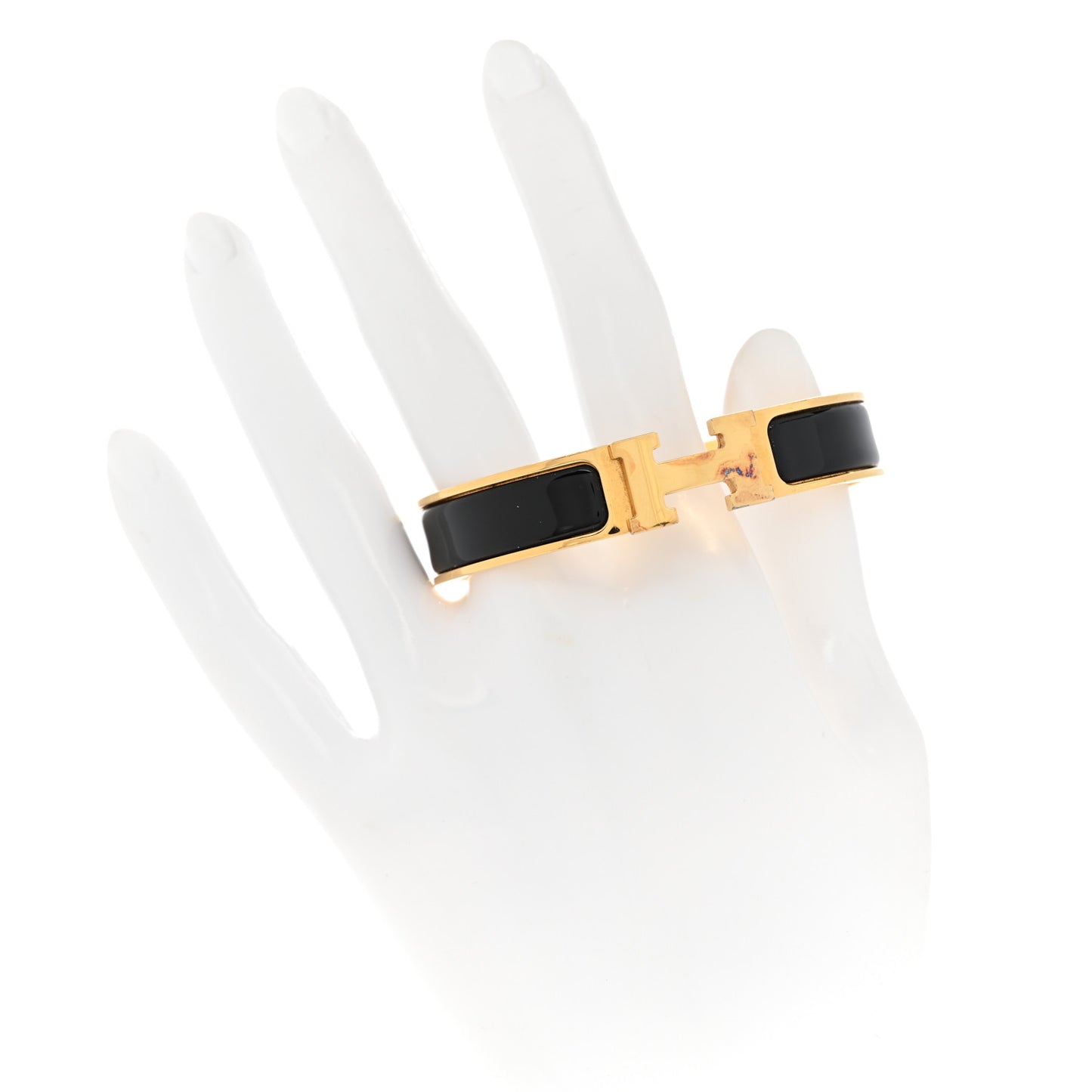 Enamel Narrow Clic Clac H Bracelet GM Black
