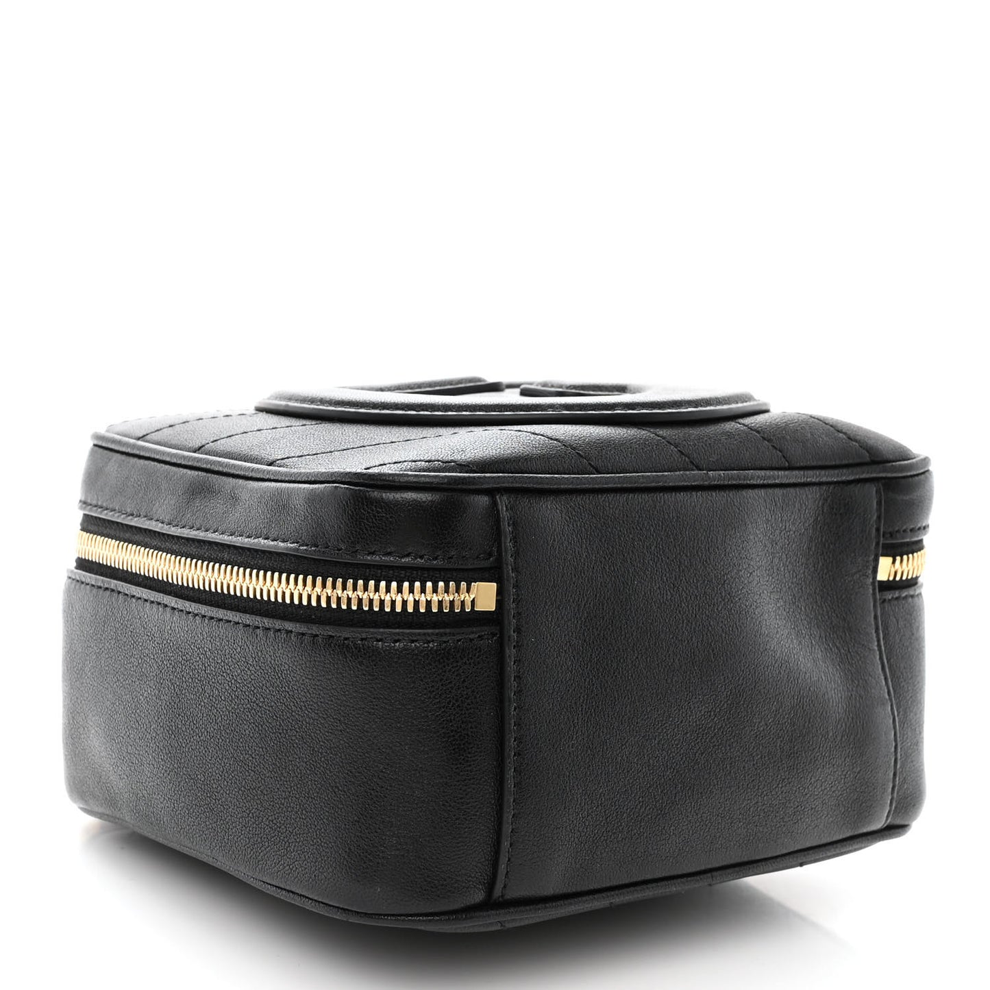 Sakai Be Green Calfskin Diagonal Stitched Blondie Top Handle Bag Black