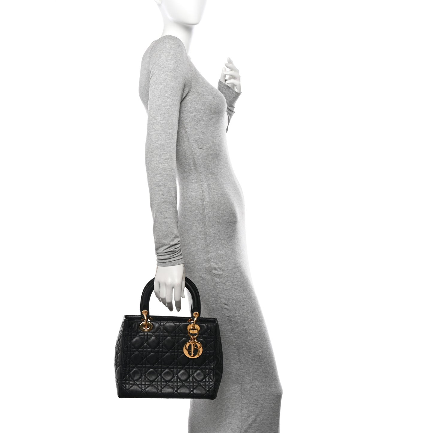 Lambskin Cannage Medium Lady Dior Black