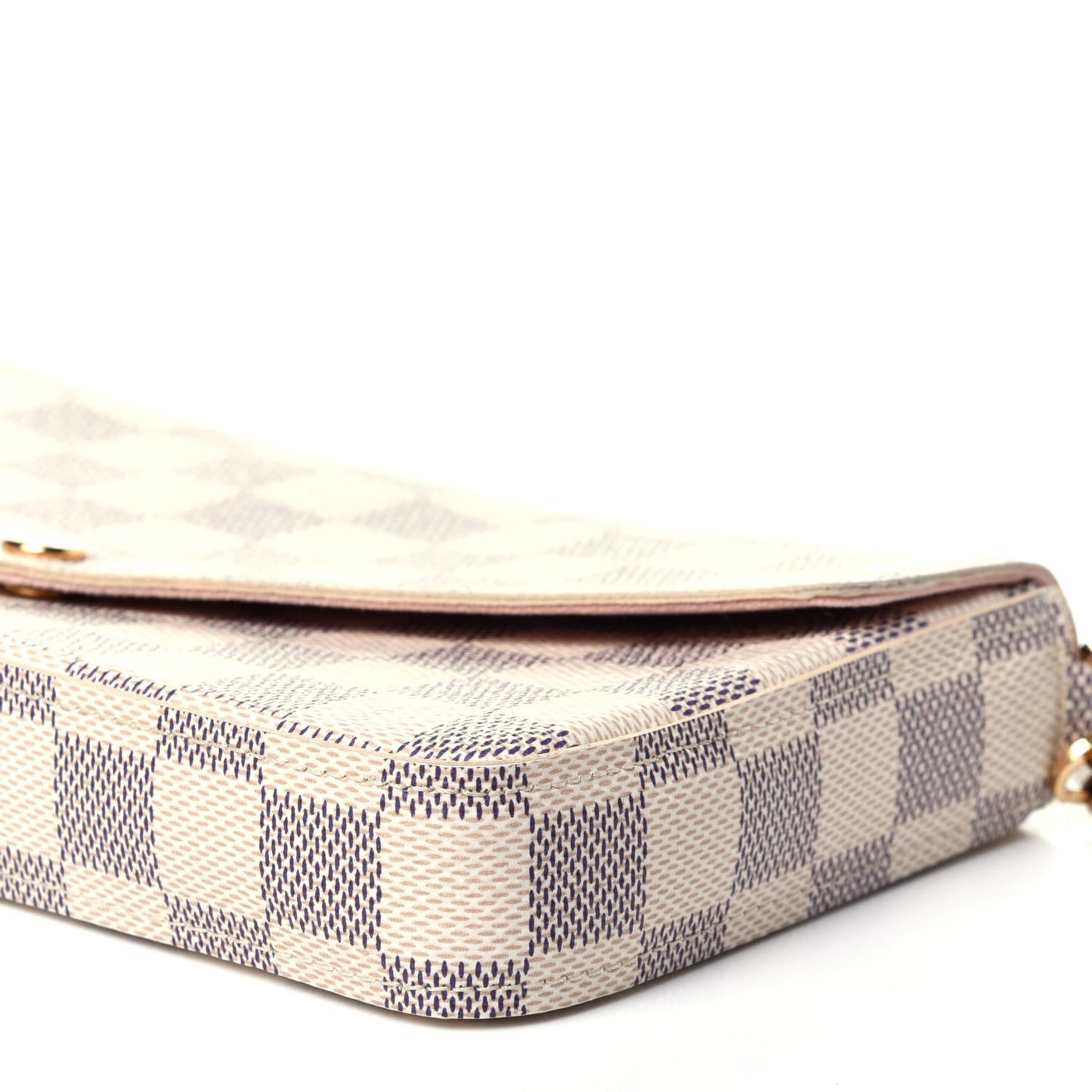 Damier Azur Pochette Felicie Chain Wallet Rose Ballerine