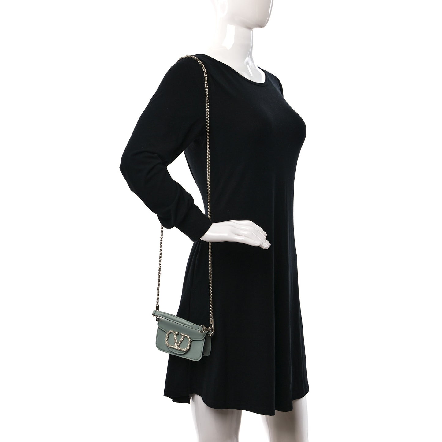 Calfskin Crystal Vlogo Micro Loco Shoulder Bag Morning Dew