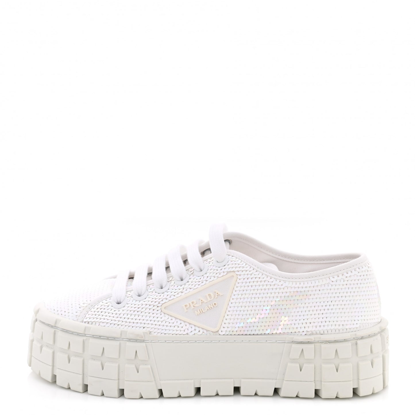 Paillettes Triangle Logo Double Wheel 50mm Sneakers 37 White