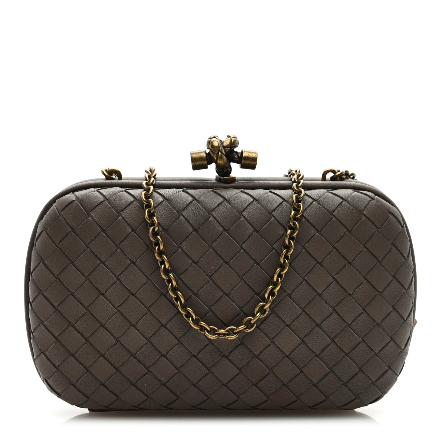 Nappa Intrecciato Chain Knot Clutch New Steel