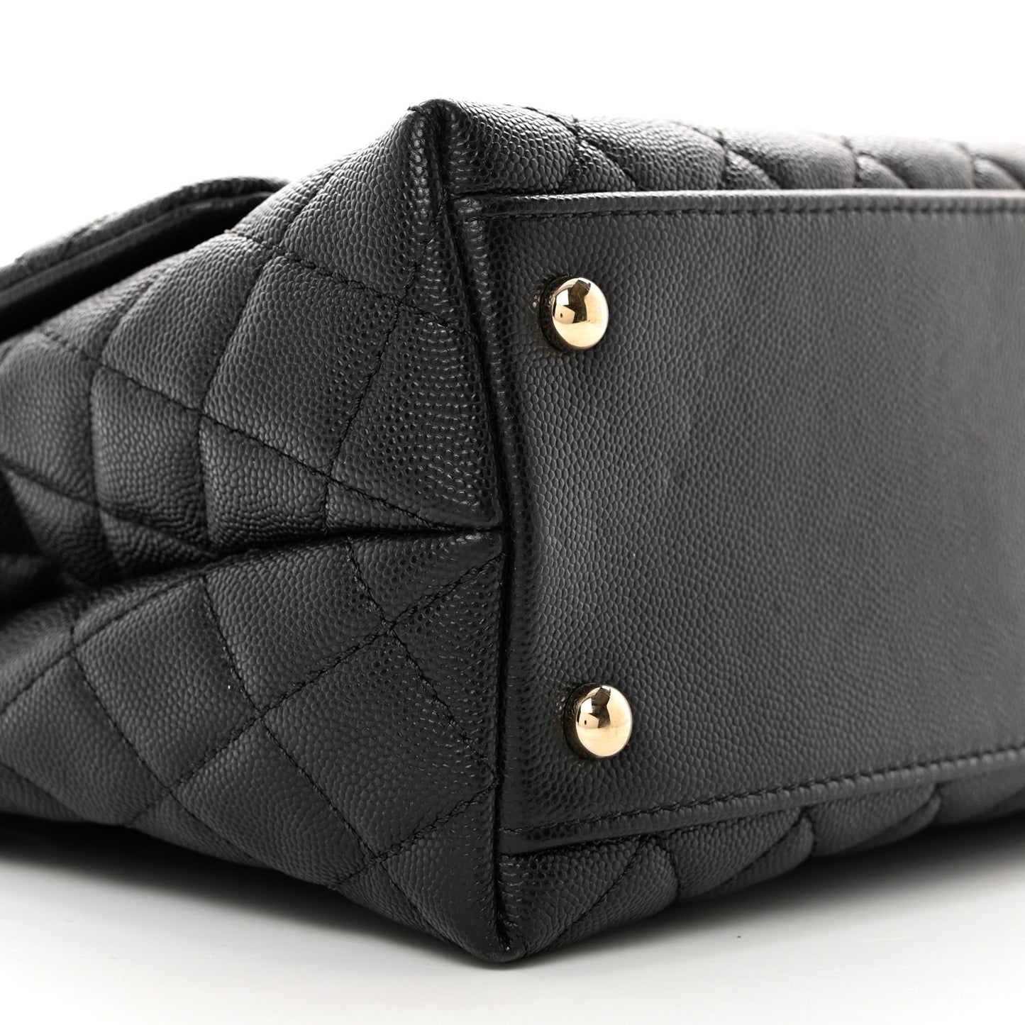 Caviar Quilted Small Coco Handle Flap Black