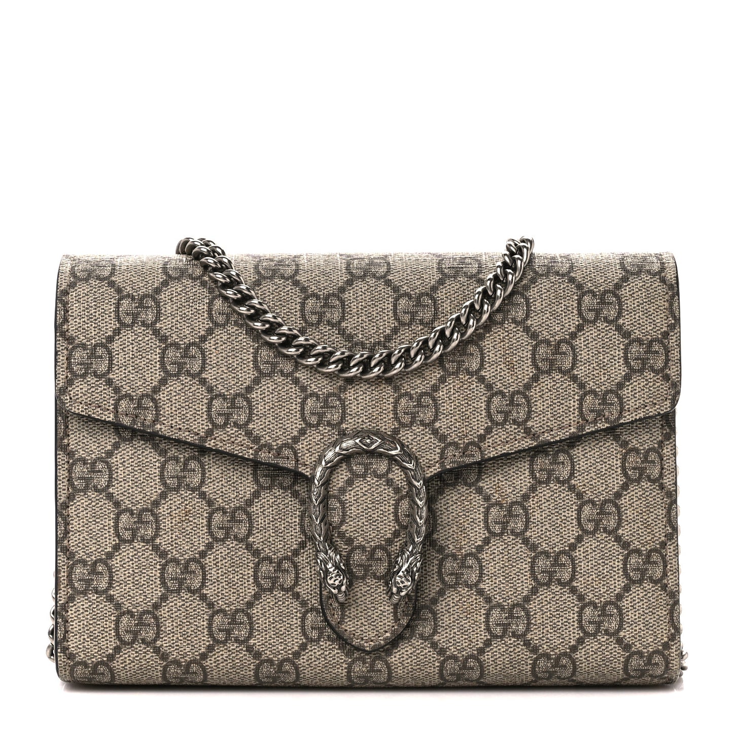 GG Supreme Monogram Mini Dionysus Chain Wallet Beige Black
