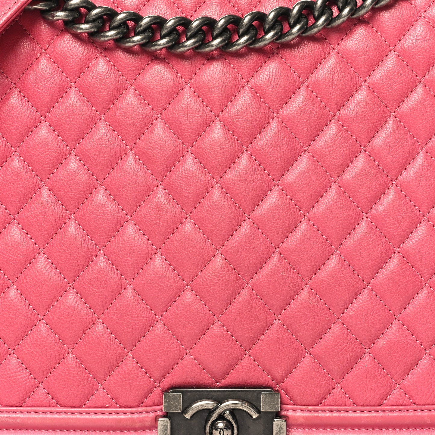 Calfskin Quilted Large Boy Flap Pink