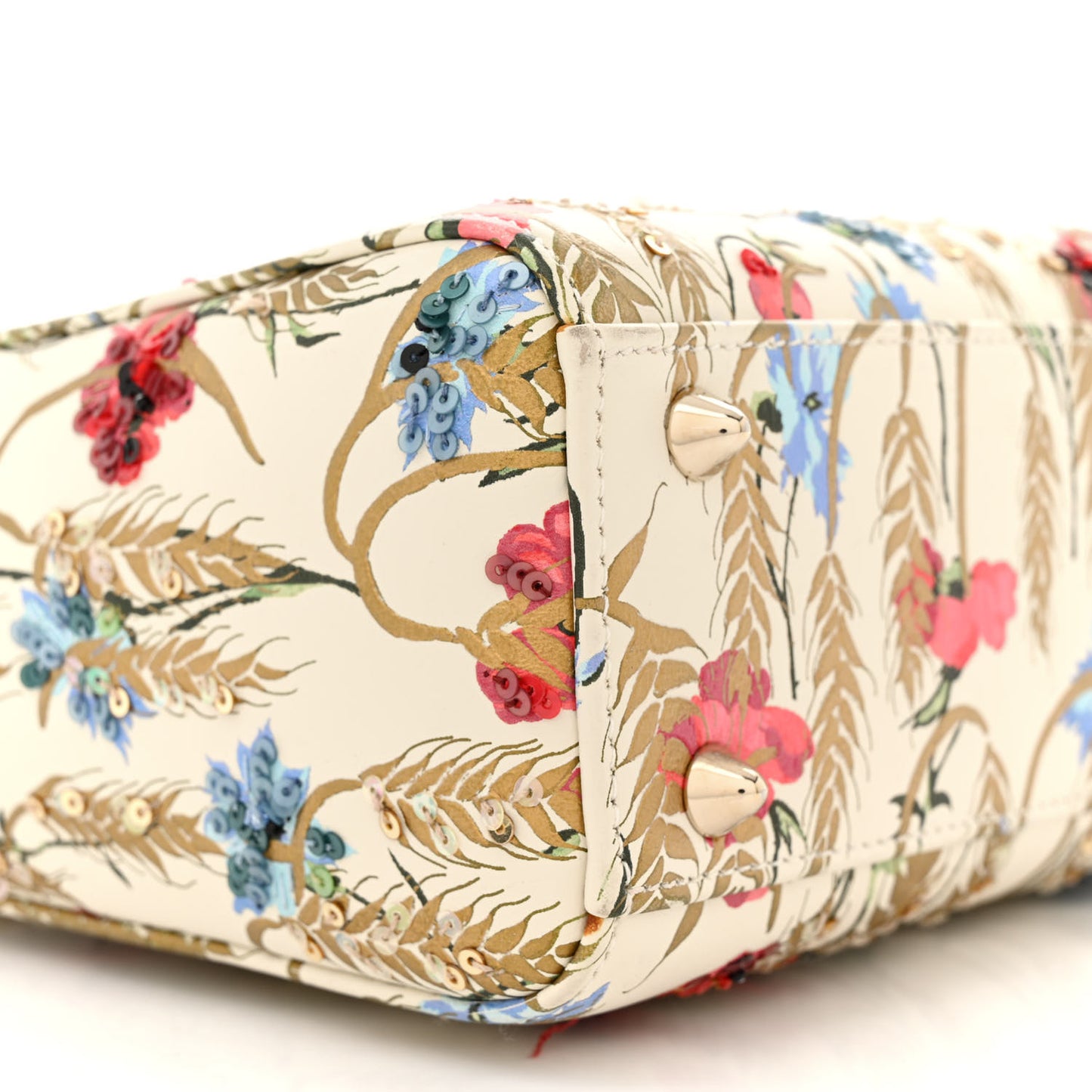 Calfskin Hibiscus Printed Embroidered My ABCDior Lady Dior Beige Multicolor