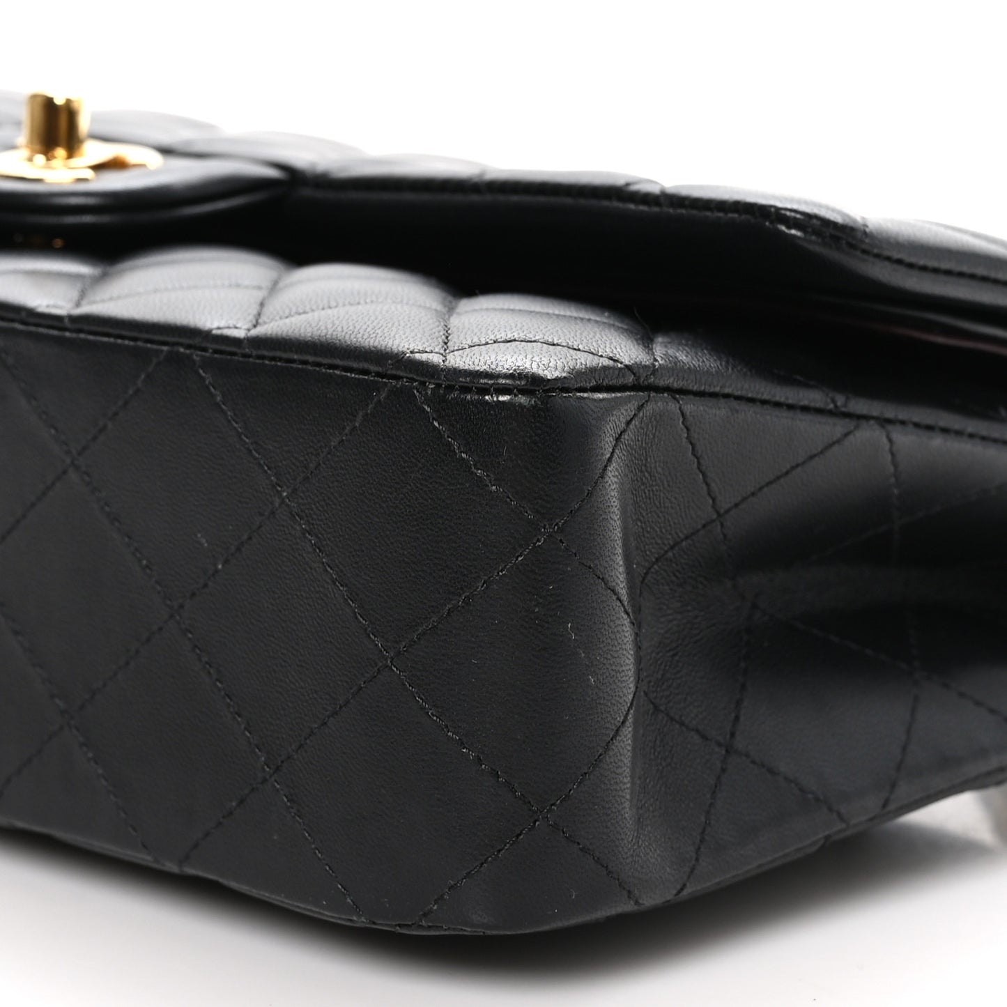 Lambskin Quilted Medium Double Flap Black
