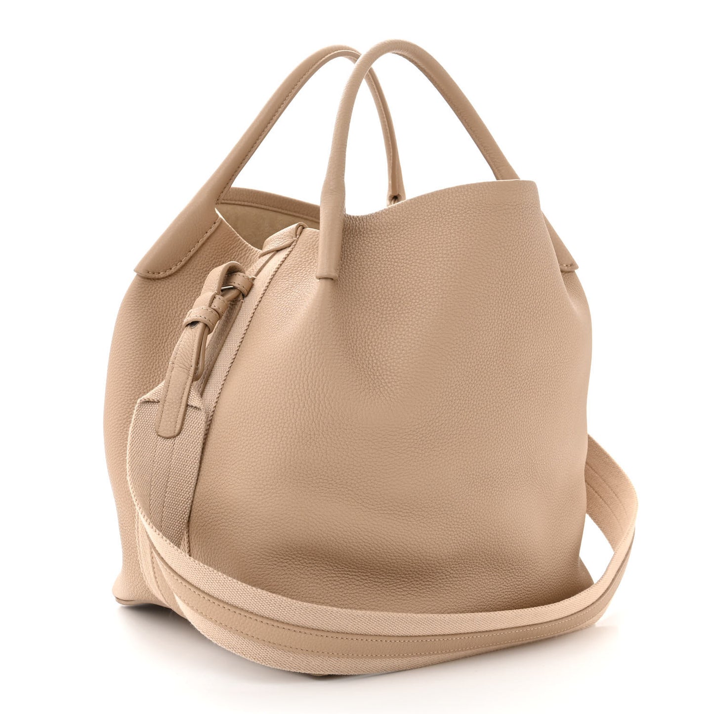 Grained Calfskin Large Bale Bag Light Mastic