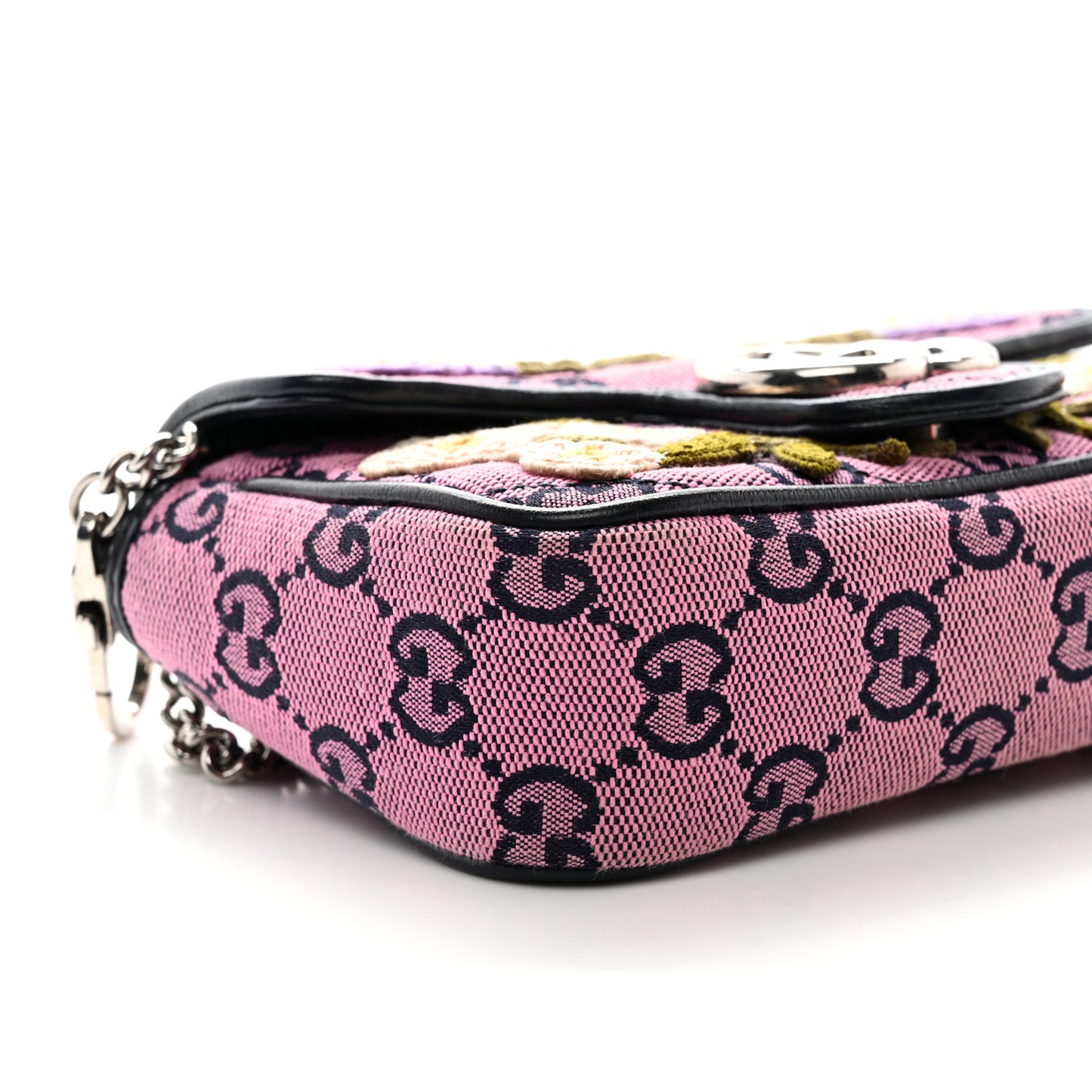 Monogram Multicolor Matelasse Diagonal Floral Embroidered Super Mini GG Marmont Shoulder Bag Pink Blue Ivory Green Lilac