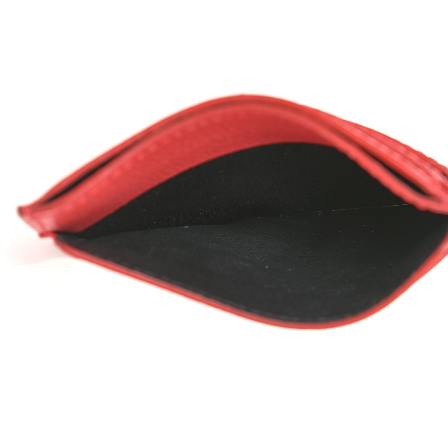 Calfskin Skull Card Holder Scarlet Red