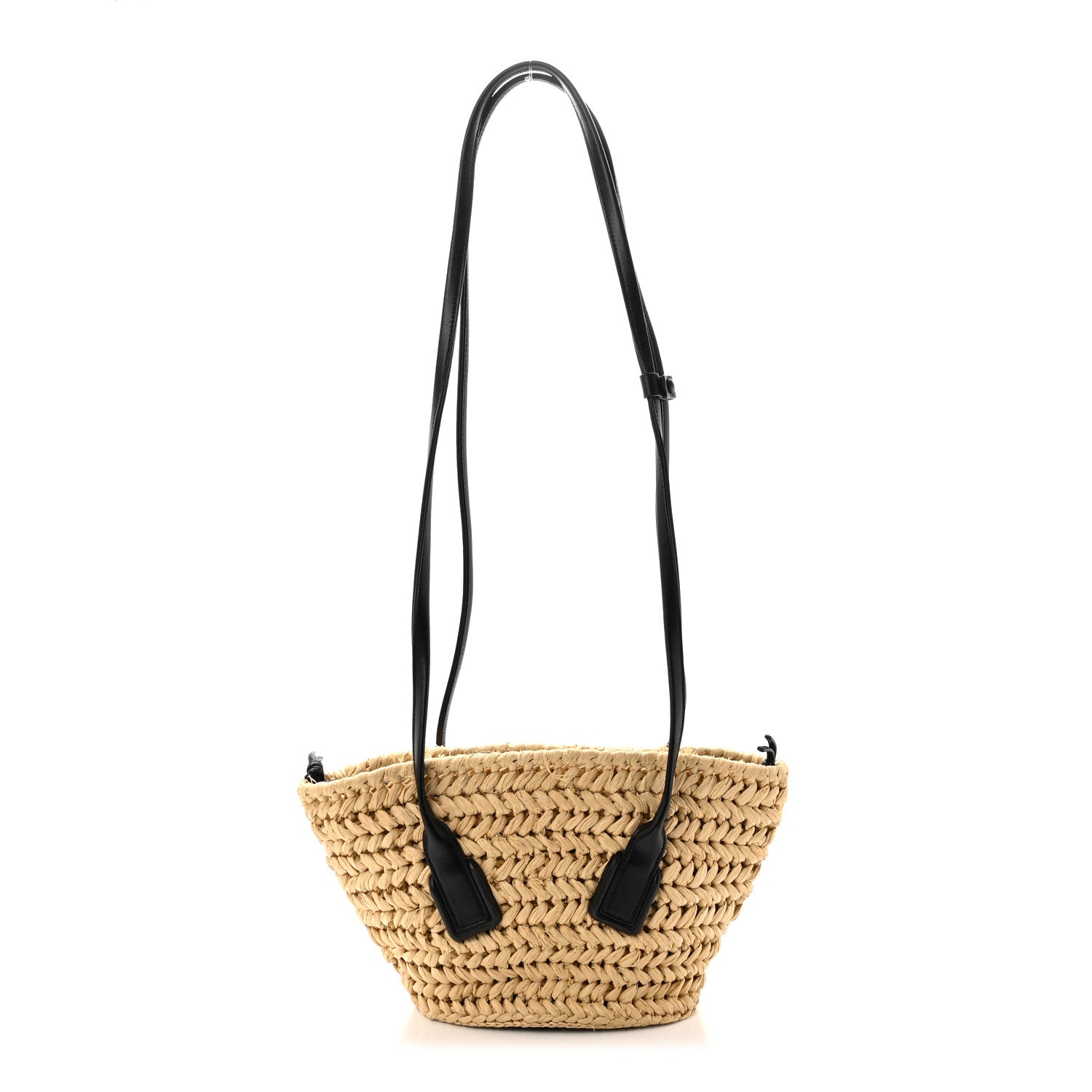 Bottega Veneta Raffia Calfskin Small Arco Basket Black 1868805