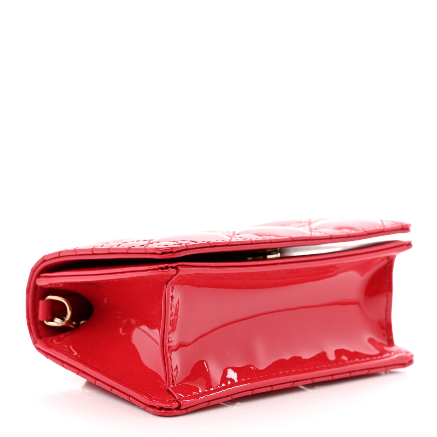 Patent Cannage Nano Lady Dior Pouch Red