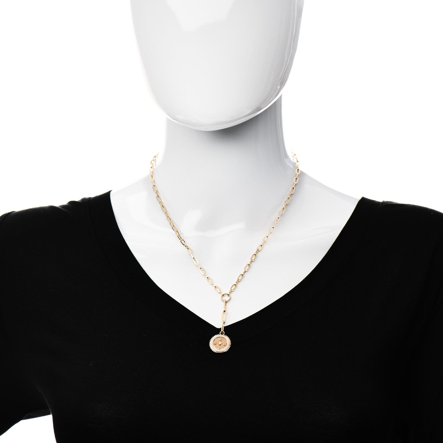 18K Yellow Gold Diamond Internal Compass Refined Clip Extension Chain Necklace