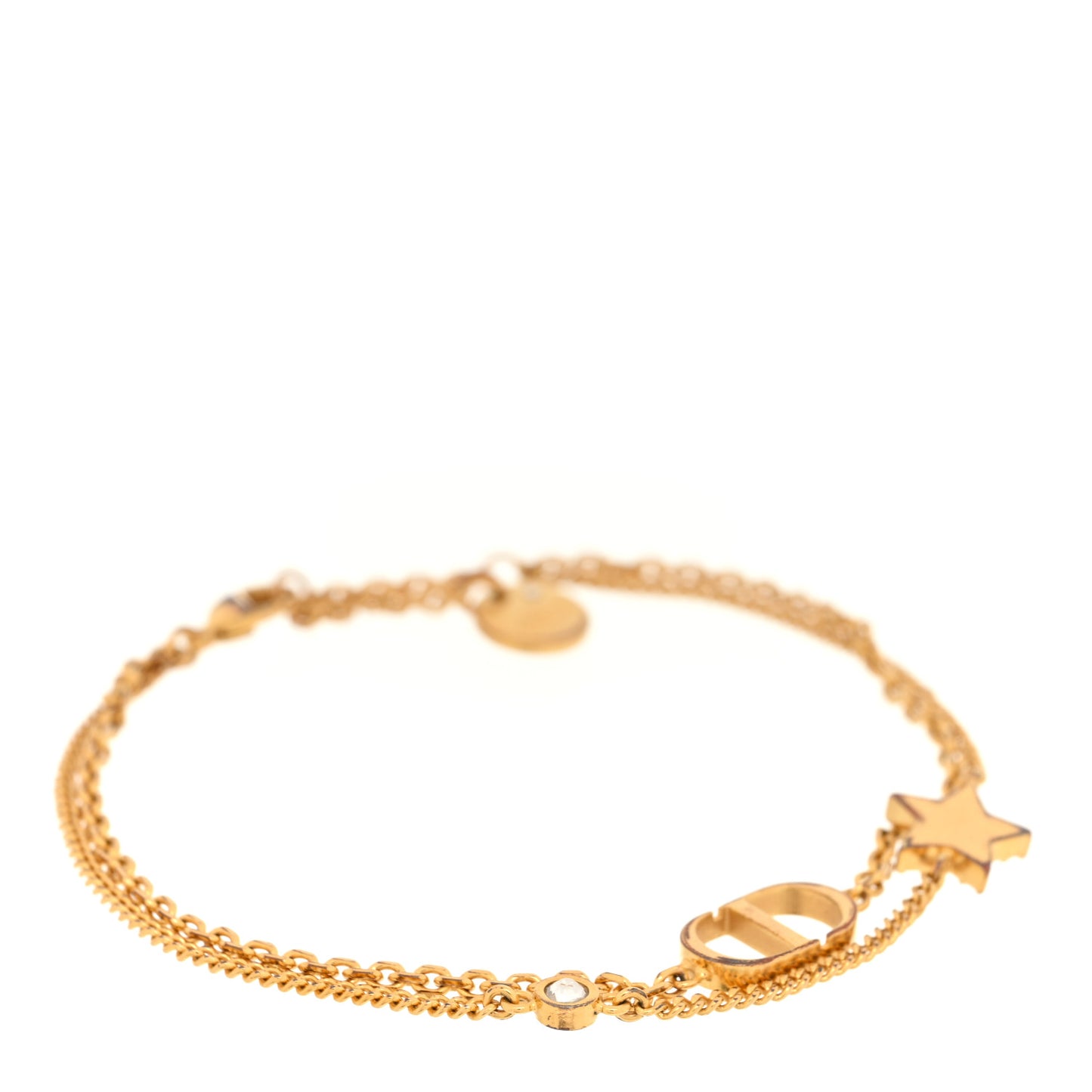 Metal Crystal Petit CD Double Bracelet Gold