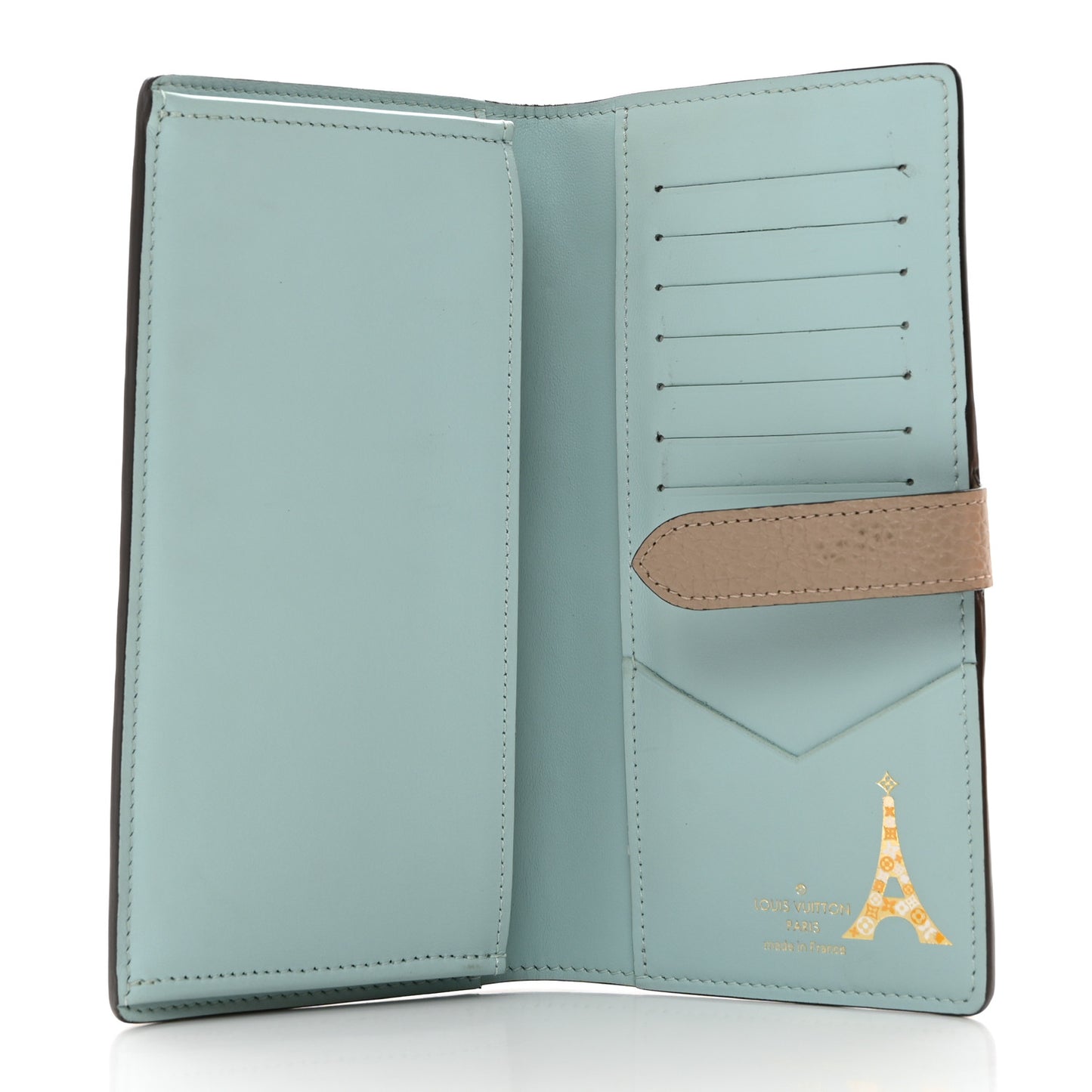 Taurillon LV Vertical Capucines Wallet Galet Aquamarine