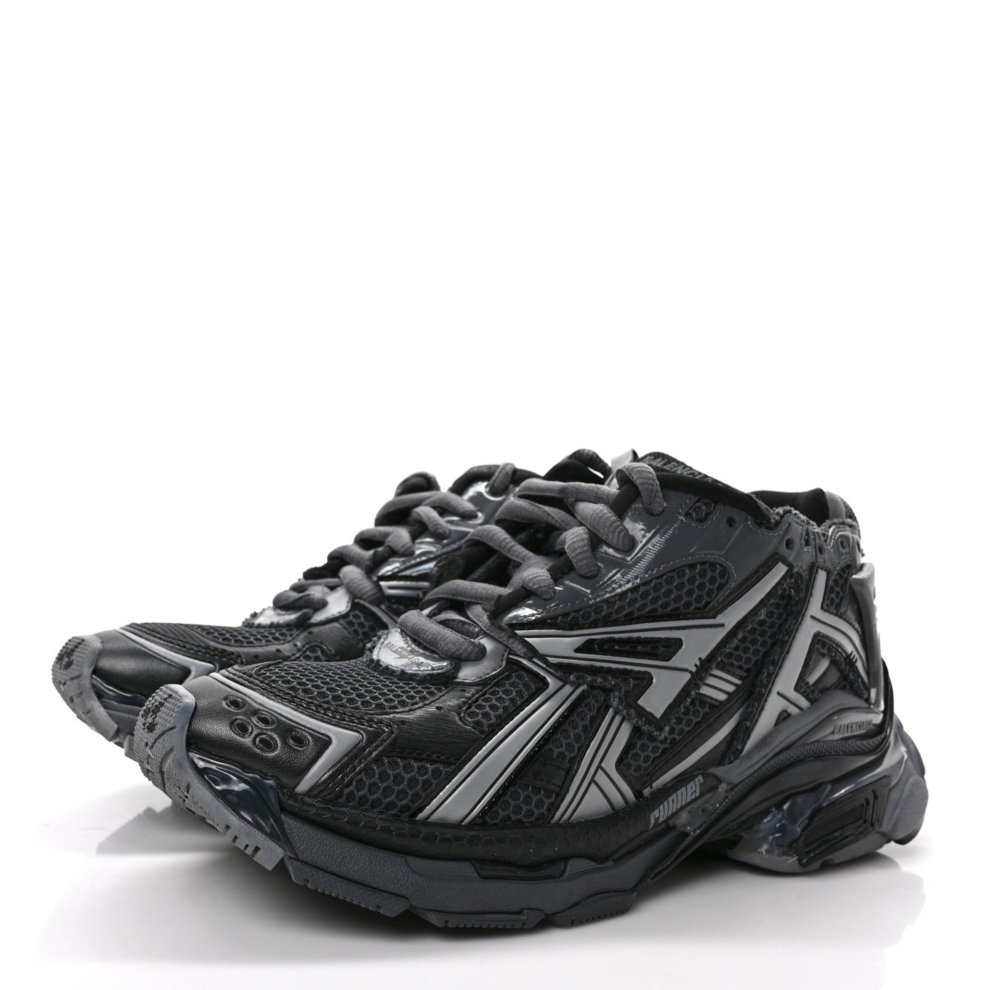 Mesh Rubber Distressed Mens Runner Sneakers 41 Black Grey