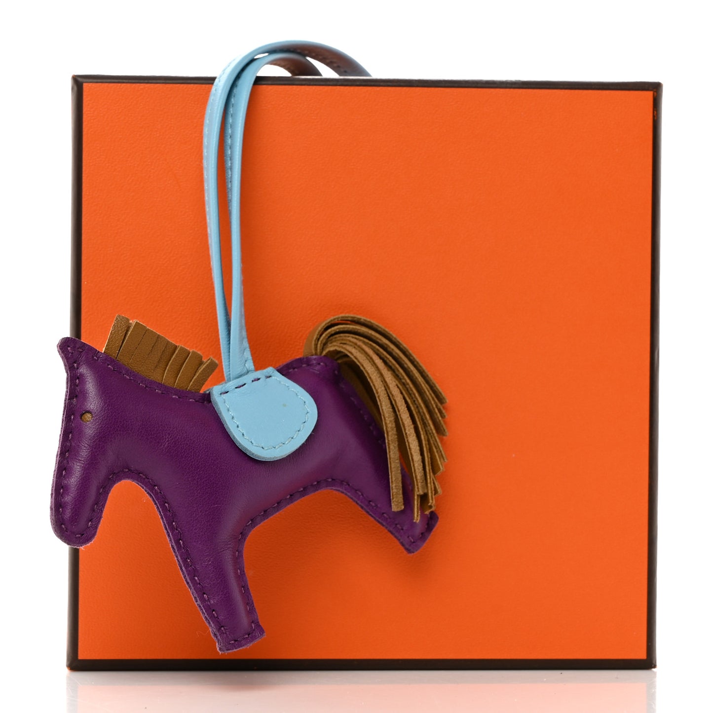 Milo Lambskin Grigri Rodeo Horse Bag Charm PM Violet Celeste Kraft