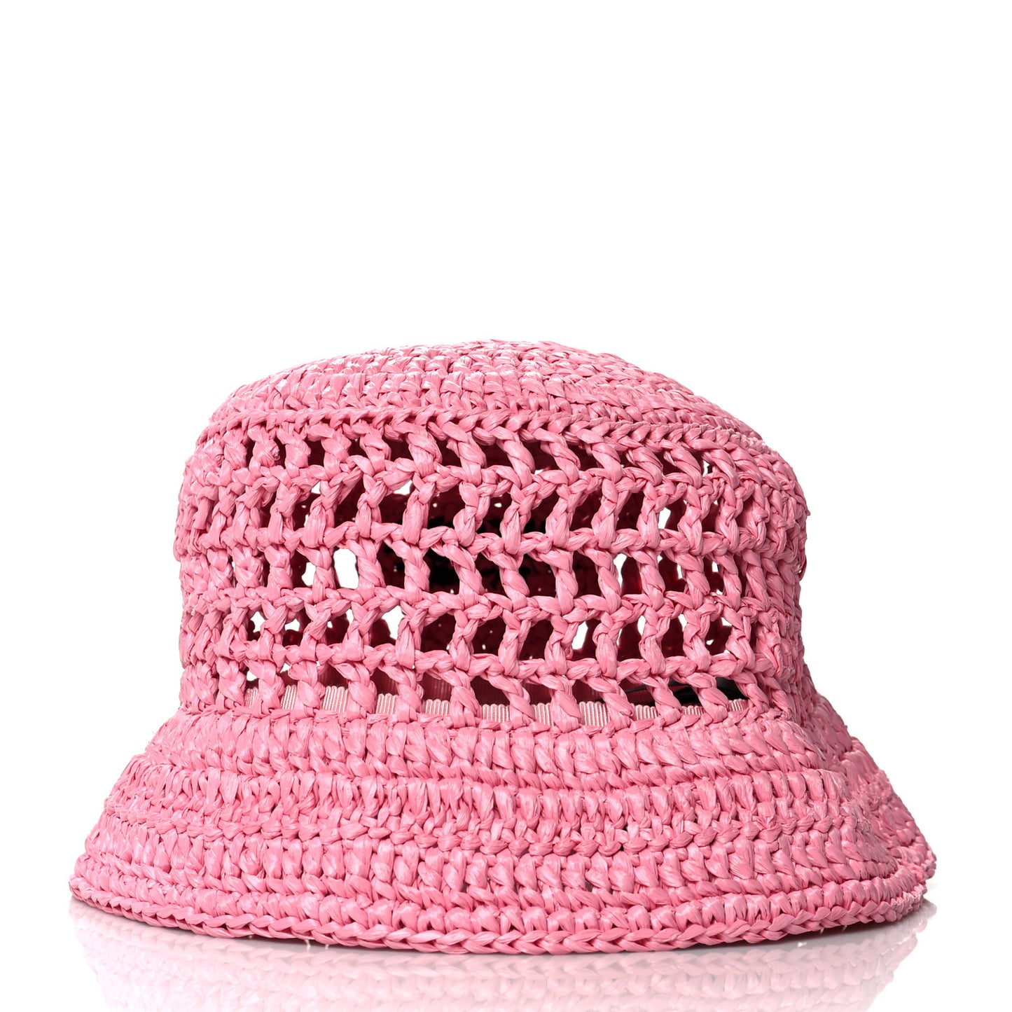 Yarn Raffia Effect Crochet Logo Embroidered Womens Bucket Hat M Petalo