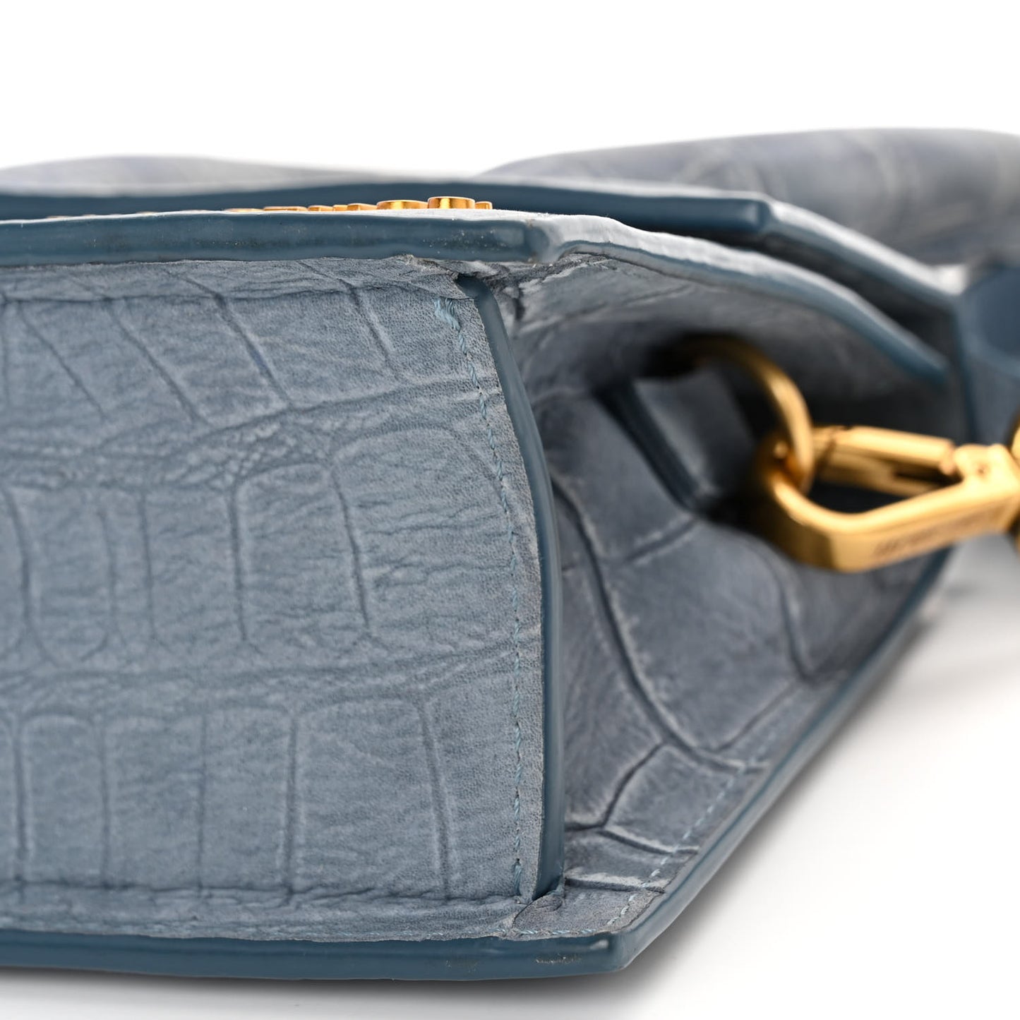 Suede Crocodile Embossed Le Chiquito Moyen Blue