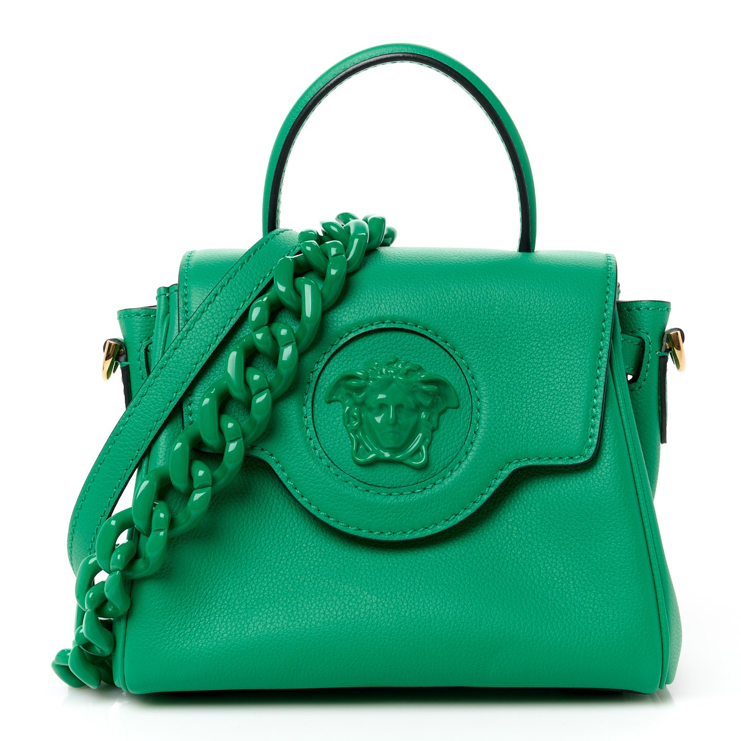 Grained Calfskin Small La Medusa Bag Green
