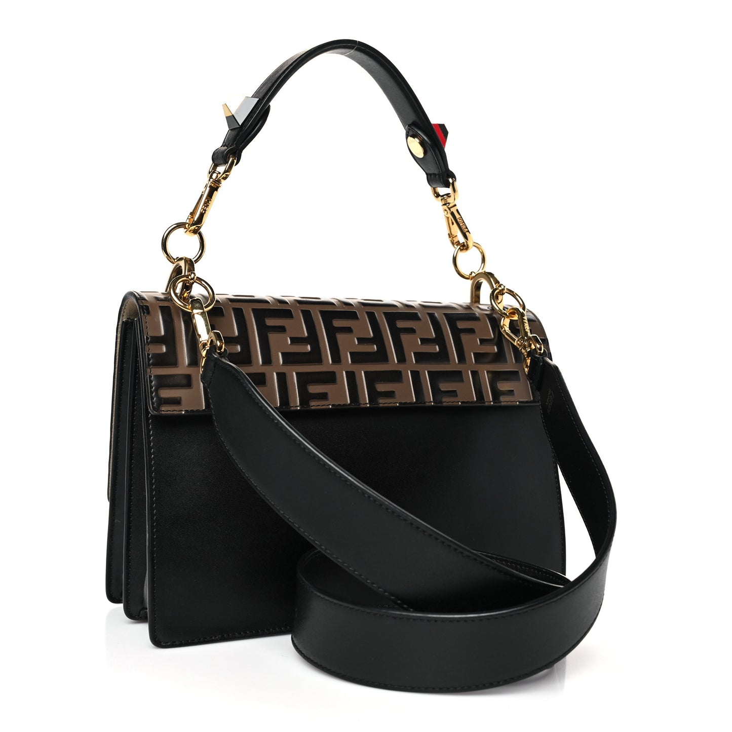 Vitello Liberty Bi-Color FF 1974 Embossed Kan I Shoulder Bag Black Maya