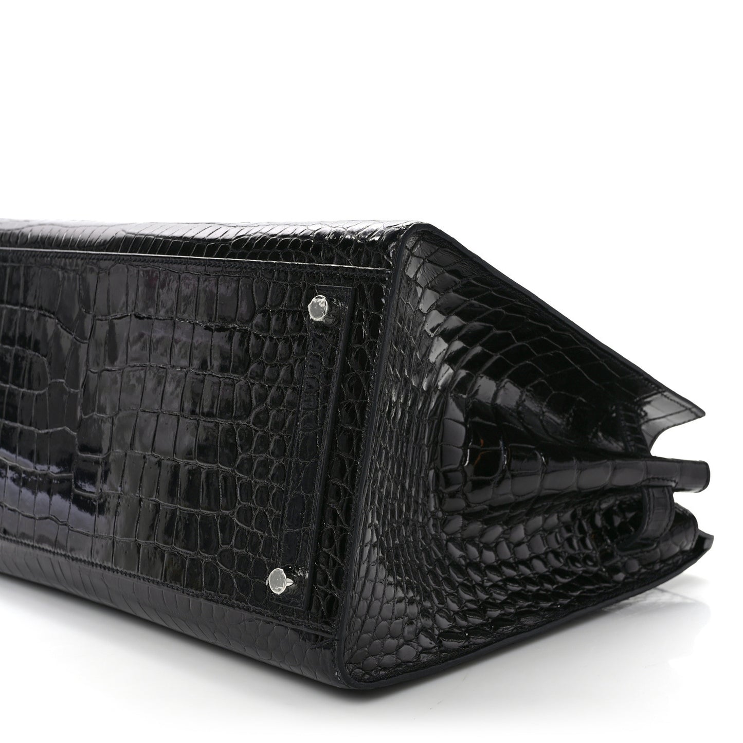 Shiny Porosus Crocodile Birkin Sellier 35 Black