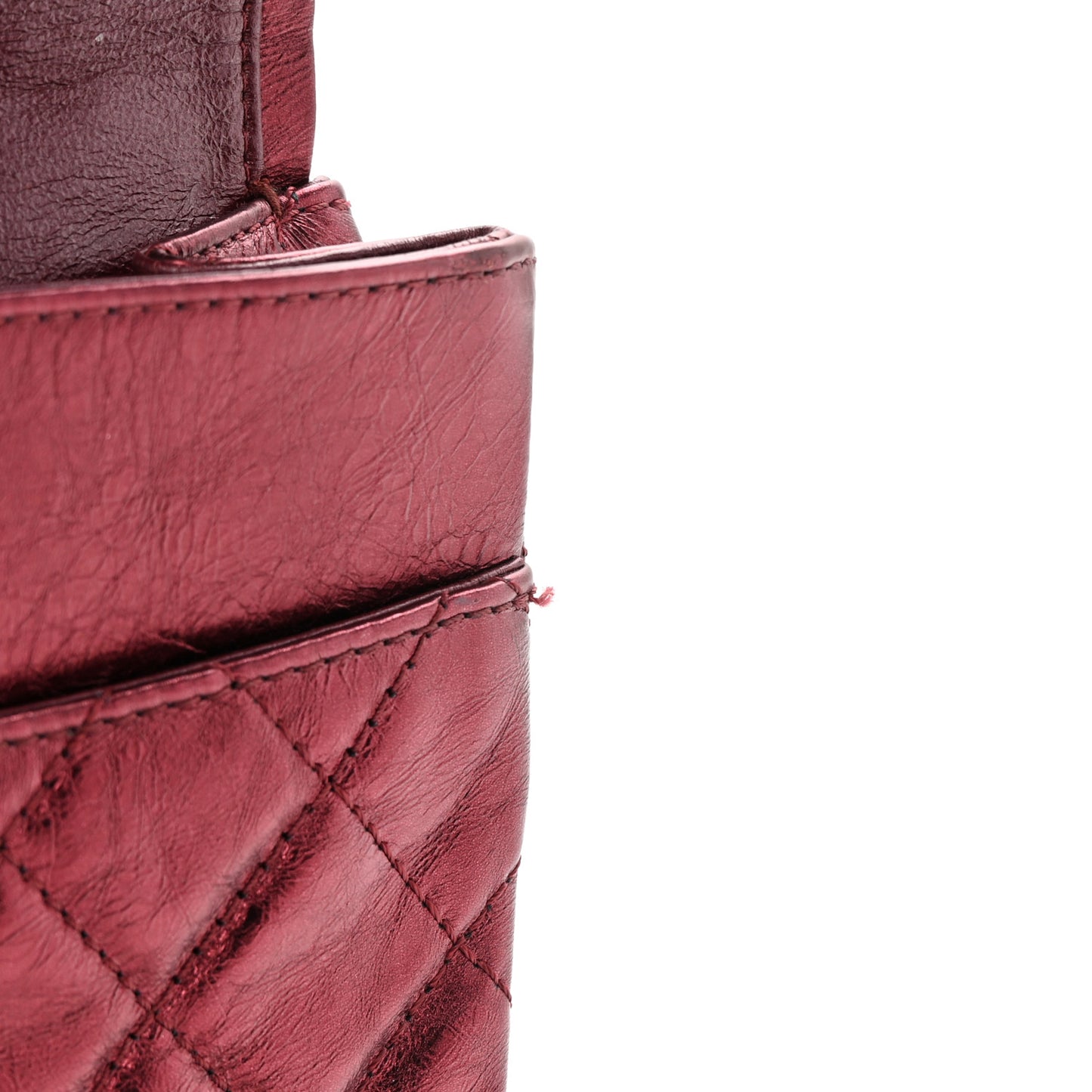 Metallic Aged Calfskin Quilted 2.55 Reissue 227 Flap Dark Red