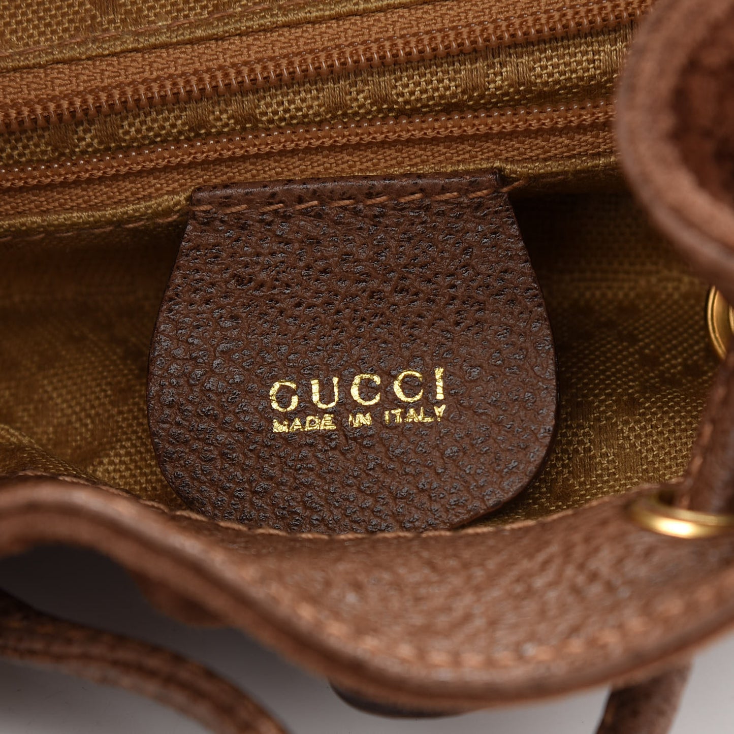 Suede Calfskin Bamboo Backpack Brown
