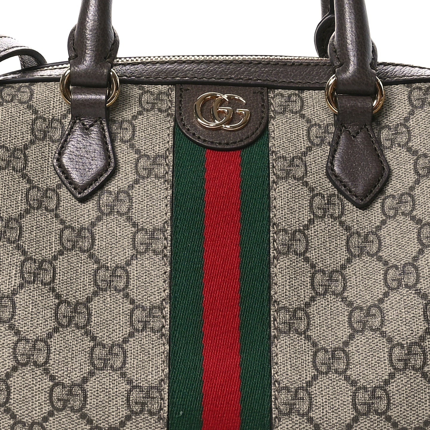 GG Supreme Monogram Web Small Ophidia Top Handle Bag Beige Ebony