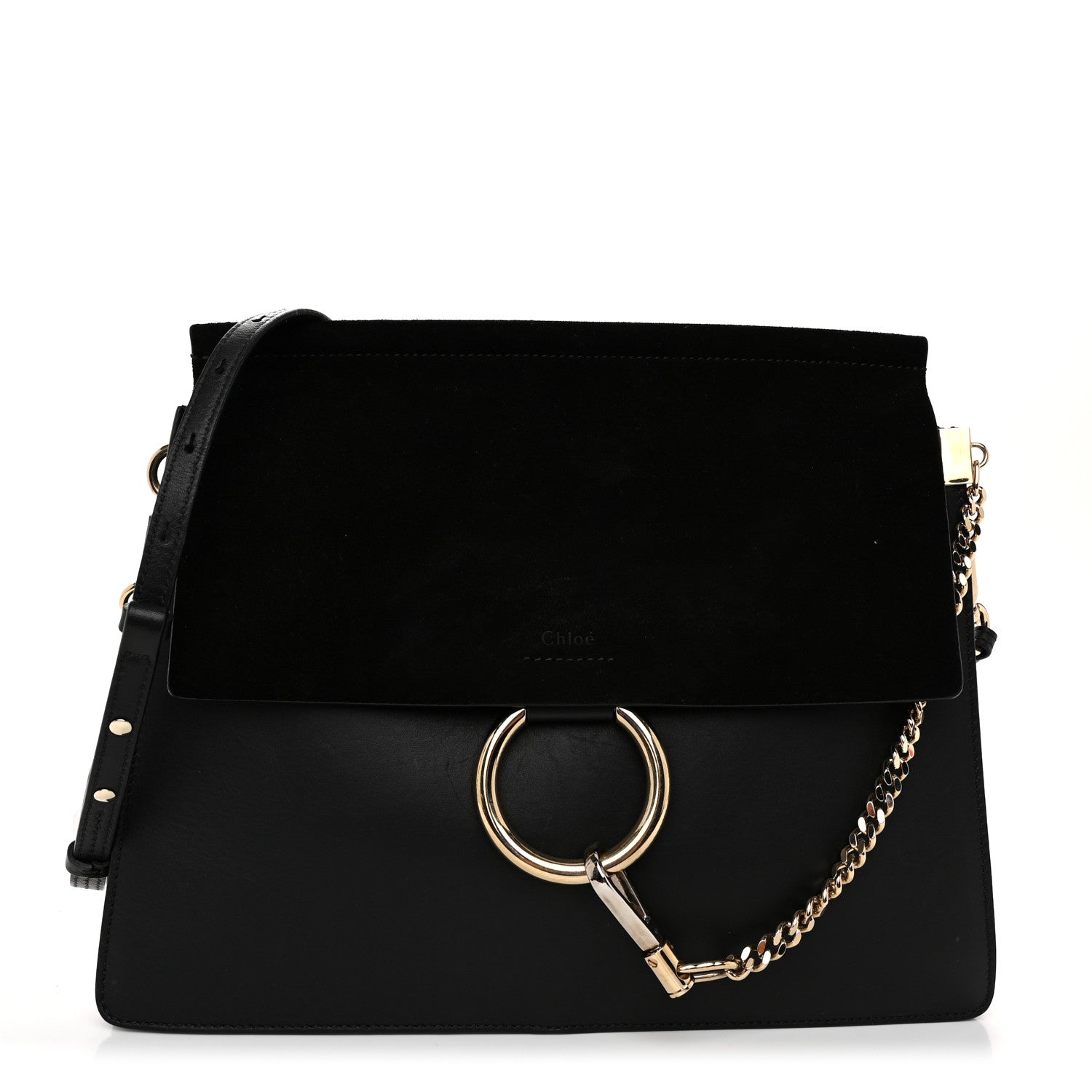 Chloe Suede Calfskin Medium Faye Shoulder Bag Black 1 of 10