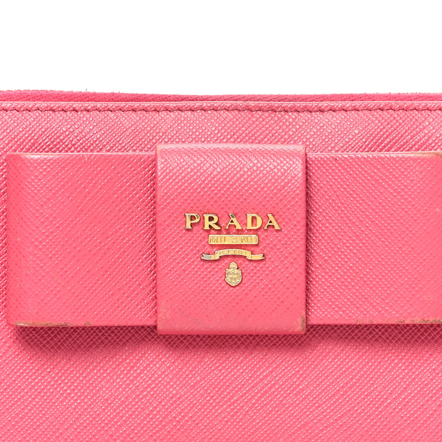 Saffiano Fiocco Bow Zip Around Wallet Peonia