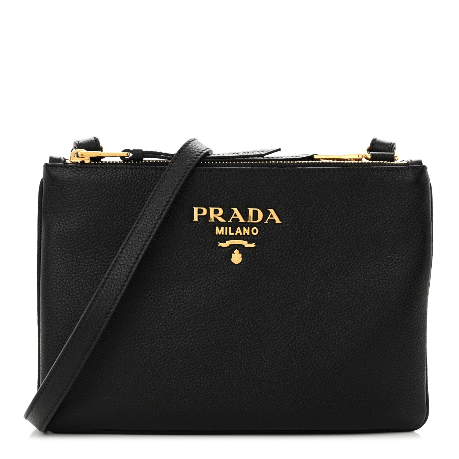 Prada Vitello Phenix Double Zip Crossbody Bag Black 1 of 11