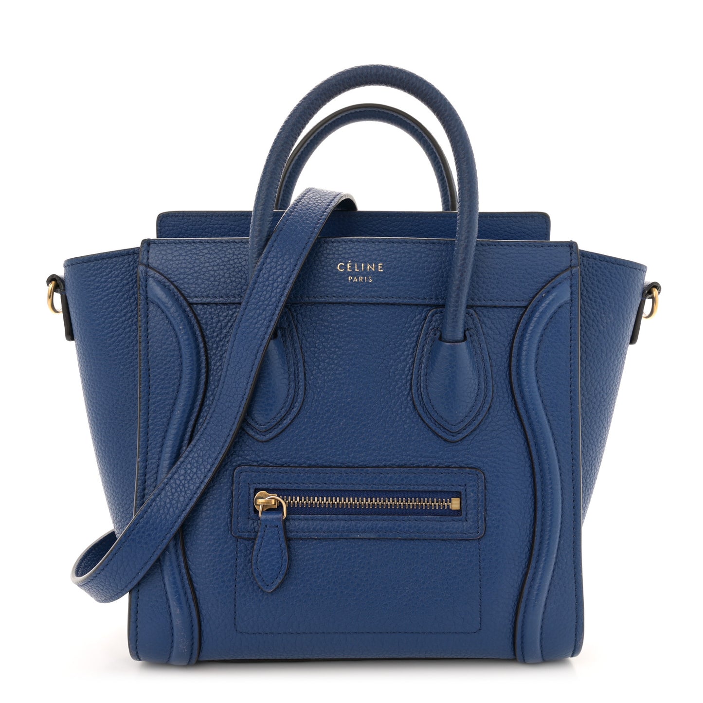 Drummed Calfskin Nano Luggage Indigo