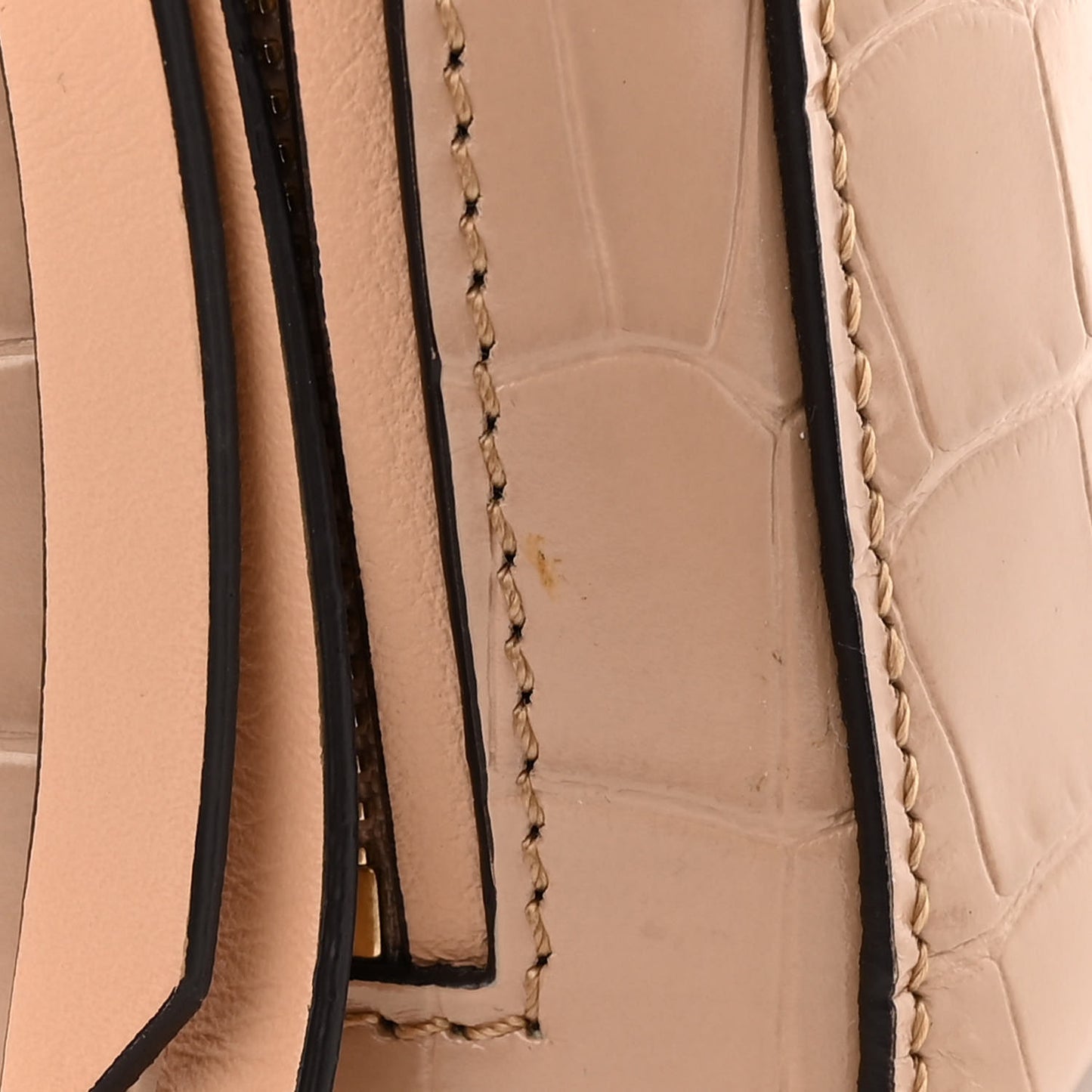 Calfskin Crocodile Embossed Small Faye Day Shoulder Bag Beige