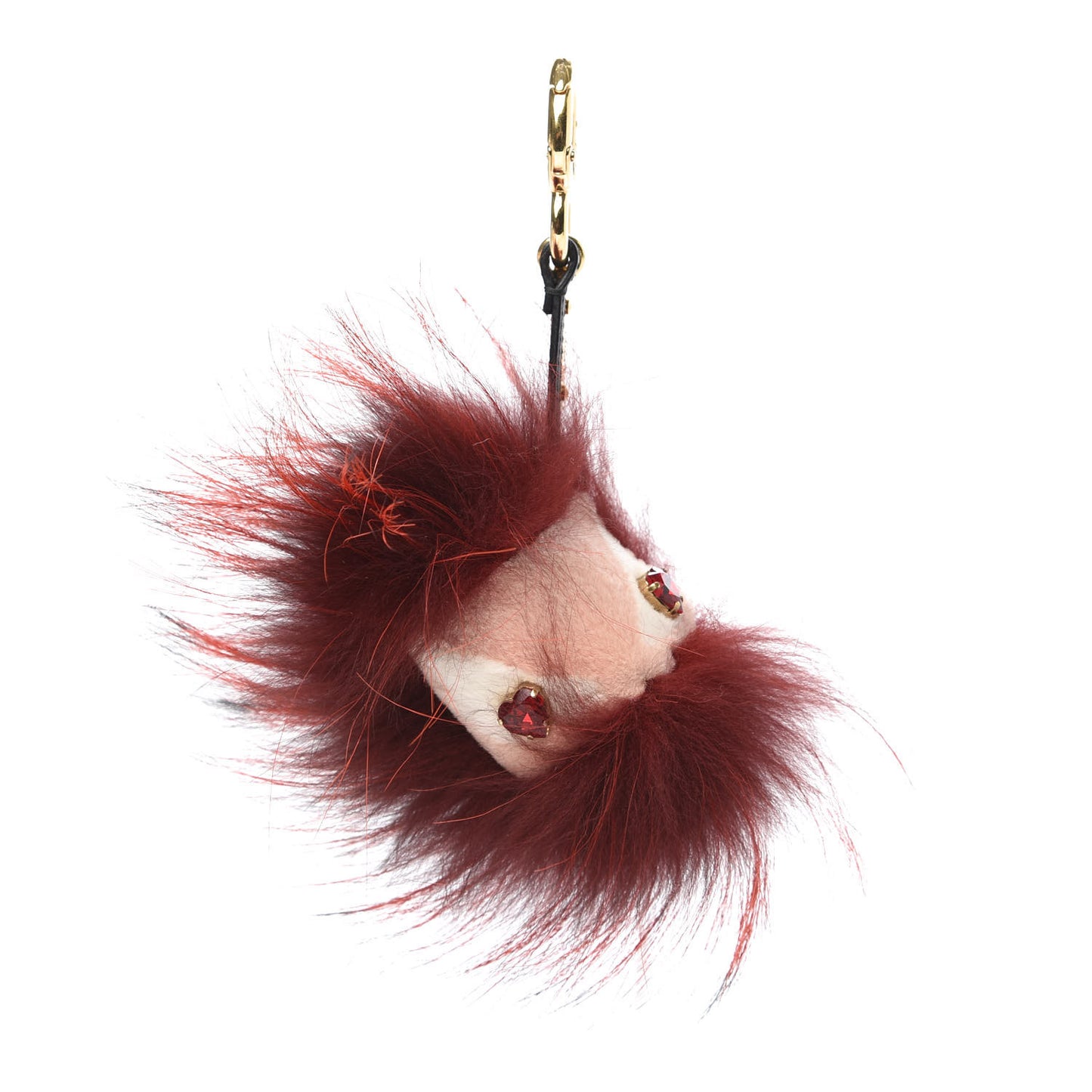 Rabbit Mink Fox Fur Hearty Monster Bag Bug Charm Red Pink