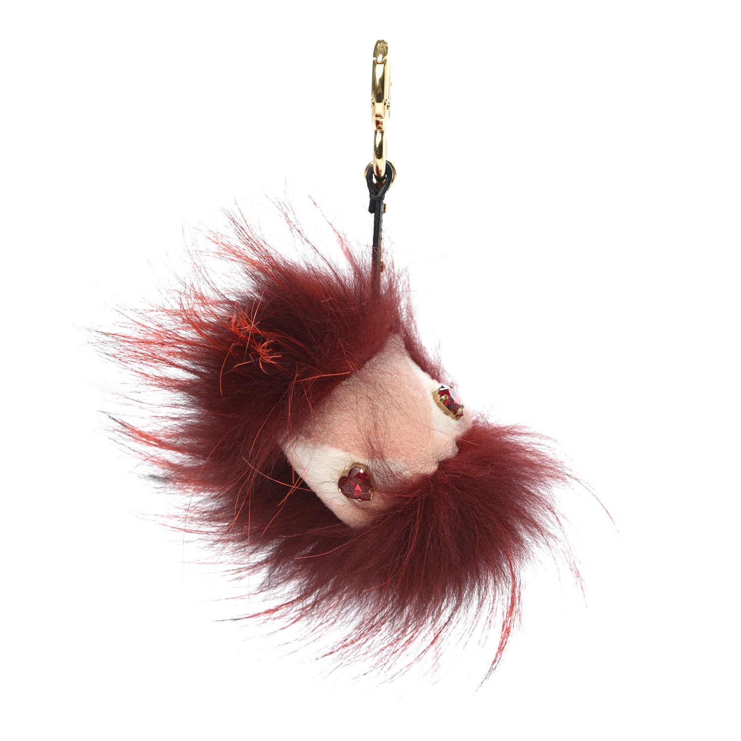 Fendi Rabbit Mink Fox Fur Hearty Monster Bag Bug Charm Red Pink 1 of 3