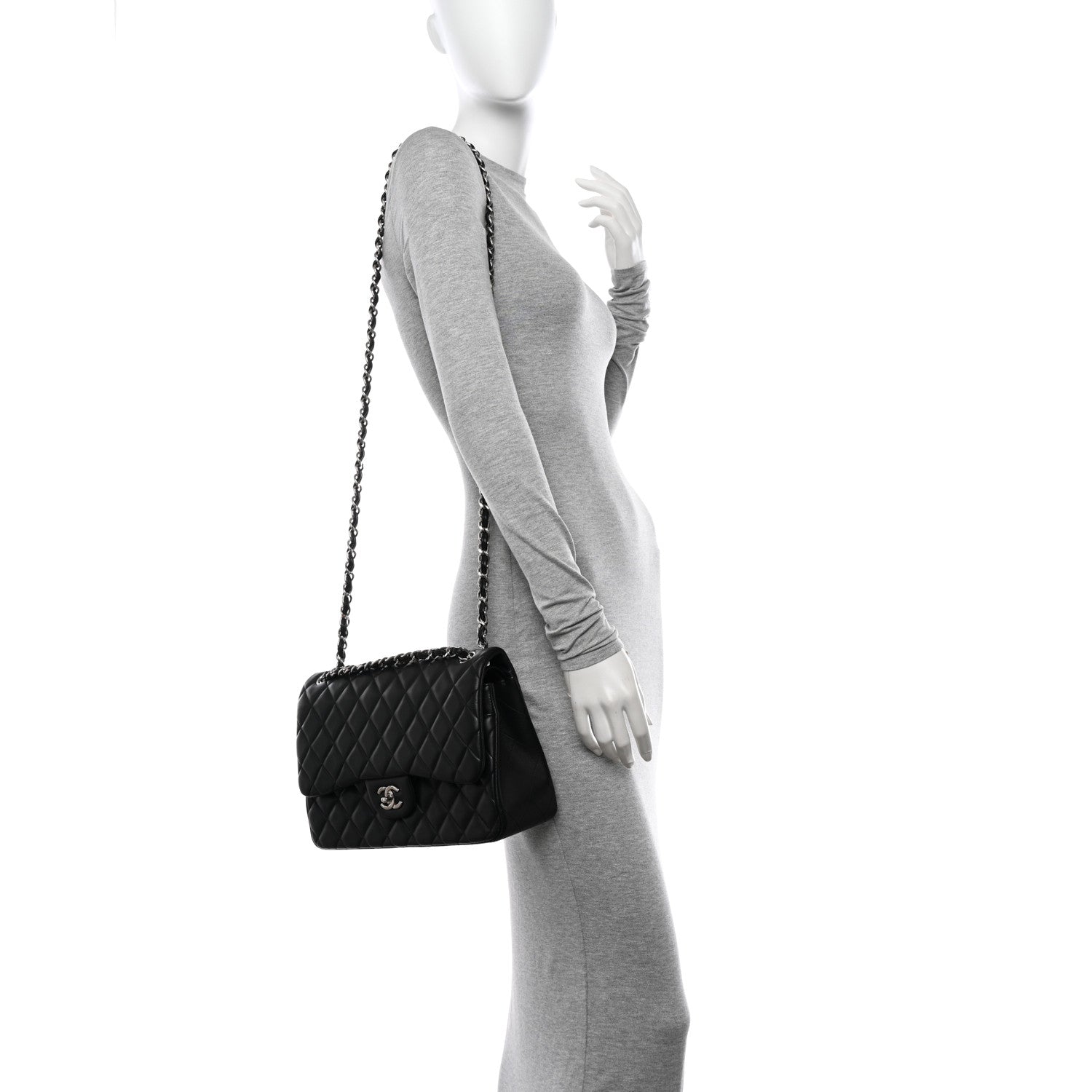 Chanel Lambskin Quilted Jumbo Double Flap Black 2 of 11