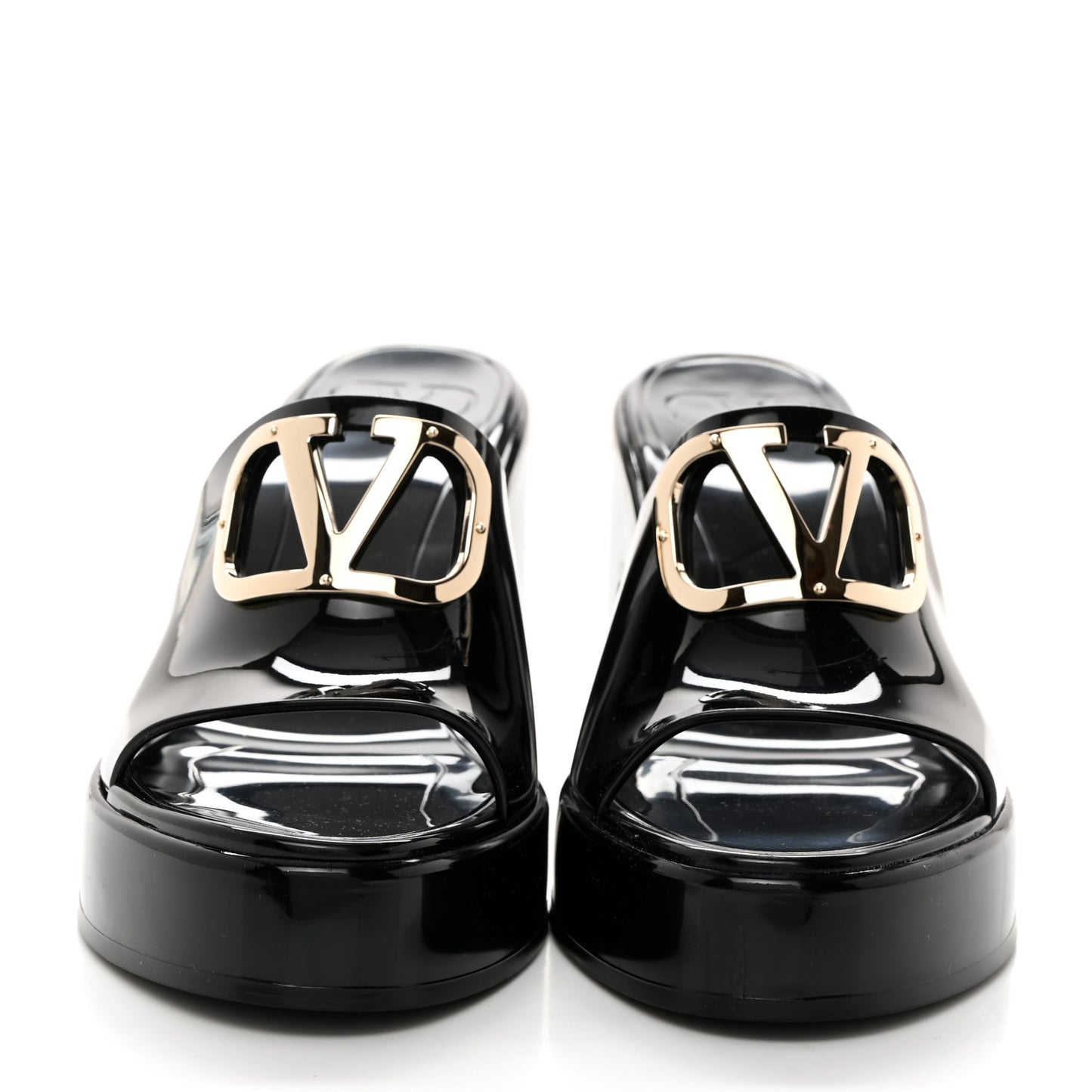 Rubber VLogo PM Platform Slide Sandals 36 Black