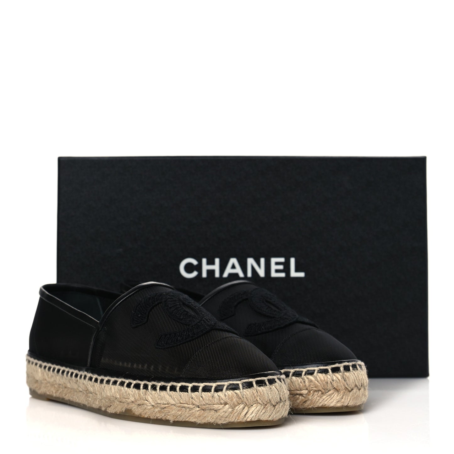 Mesh Grosgrain CC Espadrilles 36 Black