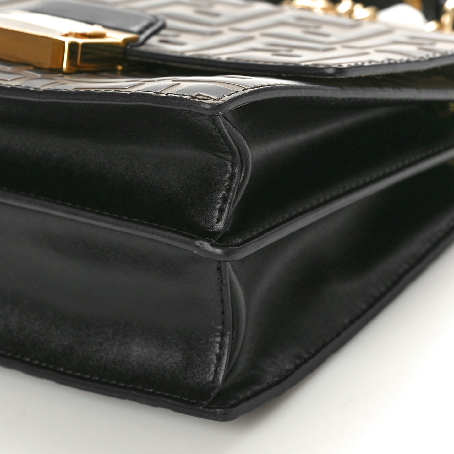 Vitello Liberty Bi-Color FF 1974 Embossed Small Kan U Shoulder Bag Maya Black