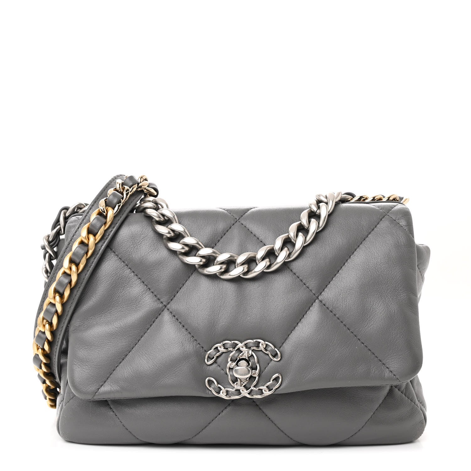 Chanel Lambskin Quilted Medium Chanel 19 Flap Dark Grey 1643330