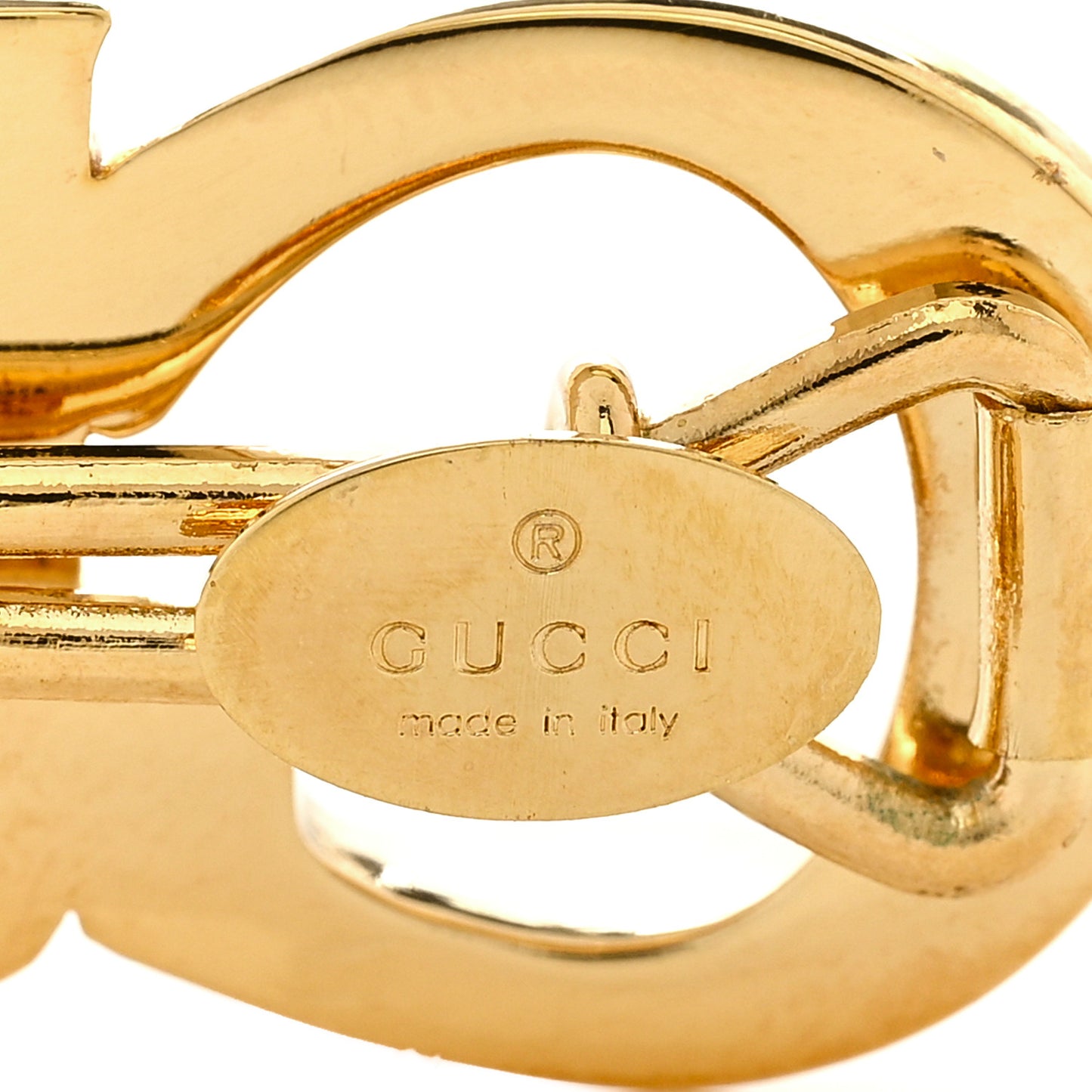 Metal Crystal Logo Hair Barrette Gold