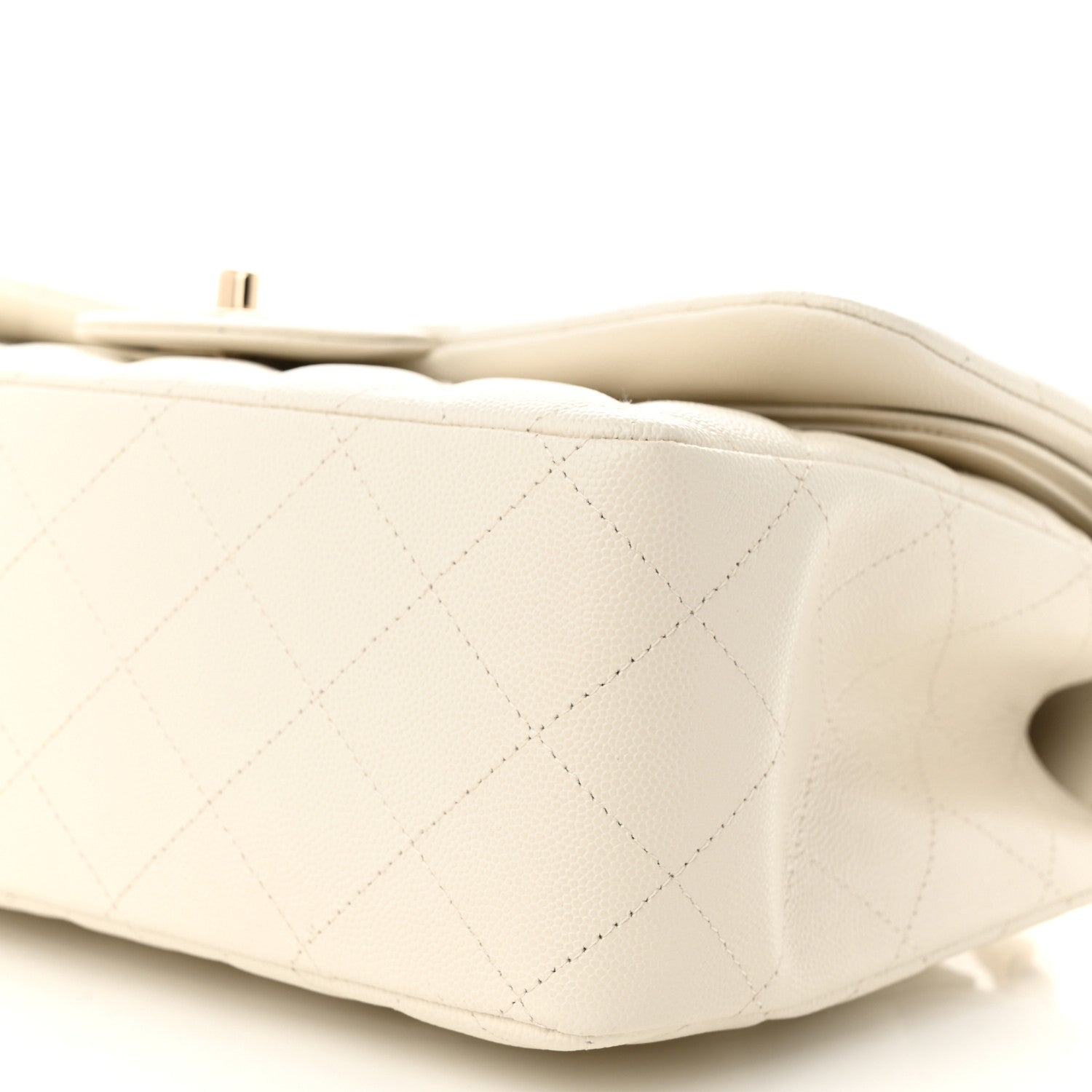 Chanel Caviar Quilted Jumbo Double Flap White 10 of 11