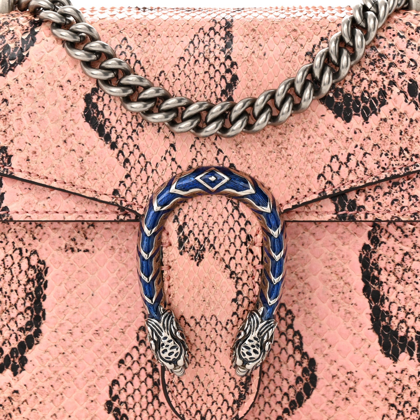 Snakeskin Enamel Mini Dionysus Shoulder Bag Pastel Pink